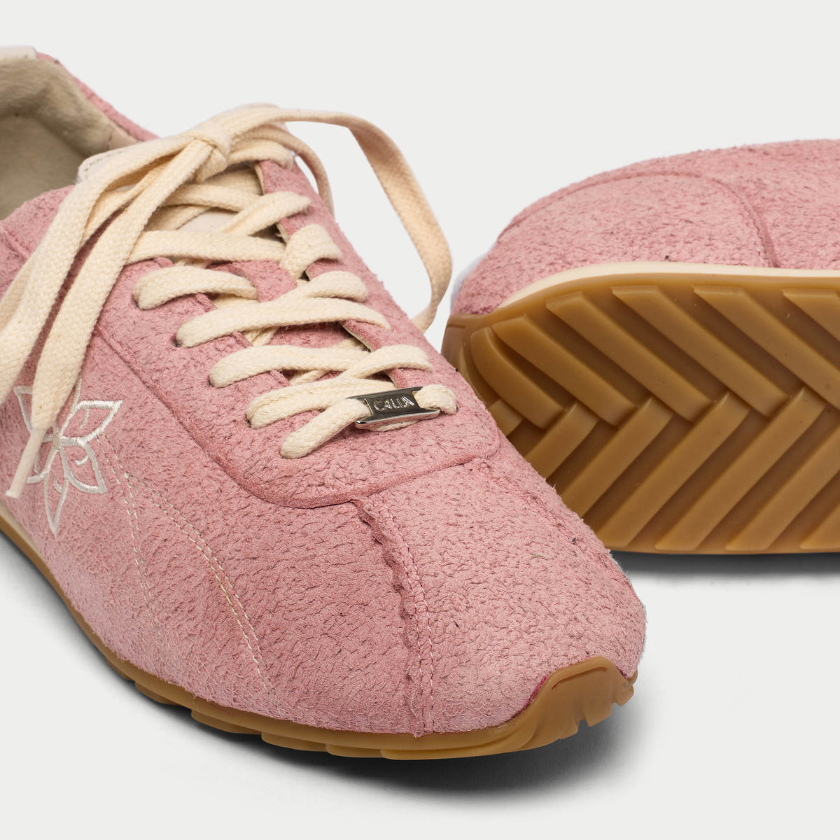 Aurora - Baby Pink Suede Wide Fit Trainers (image 6)