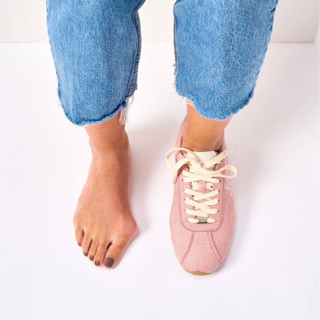 Aurora - Baby Pink Suede Wide Fit Trainers (image 4)