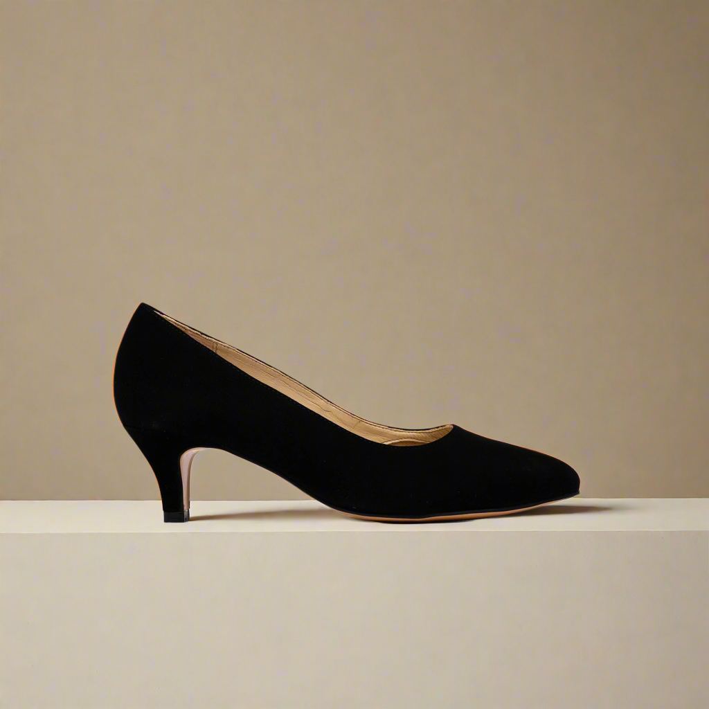 ava suede heels for bunions side view