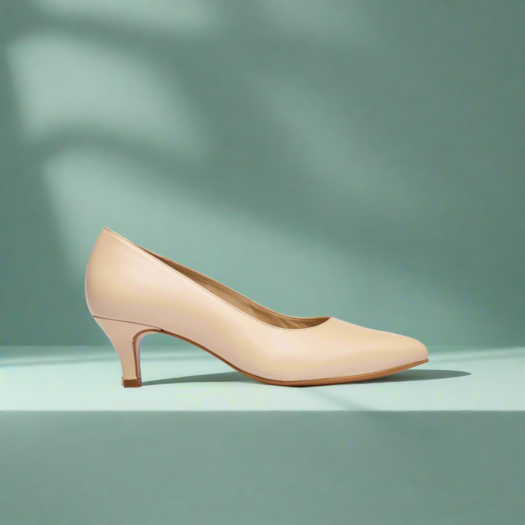 Ava light beige heels for bunions side view