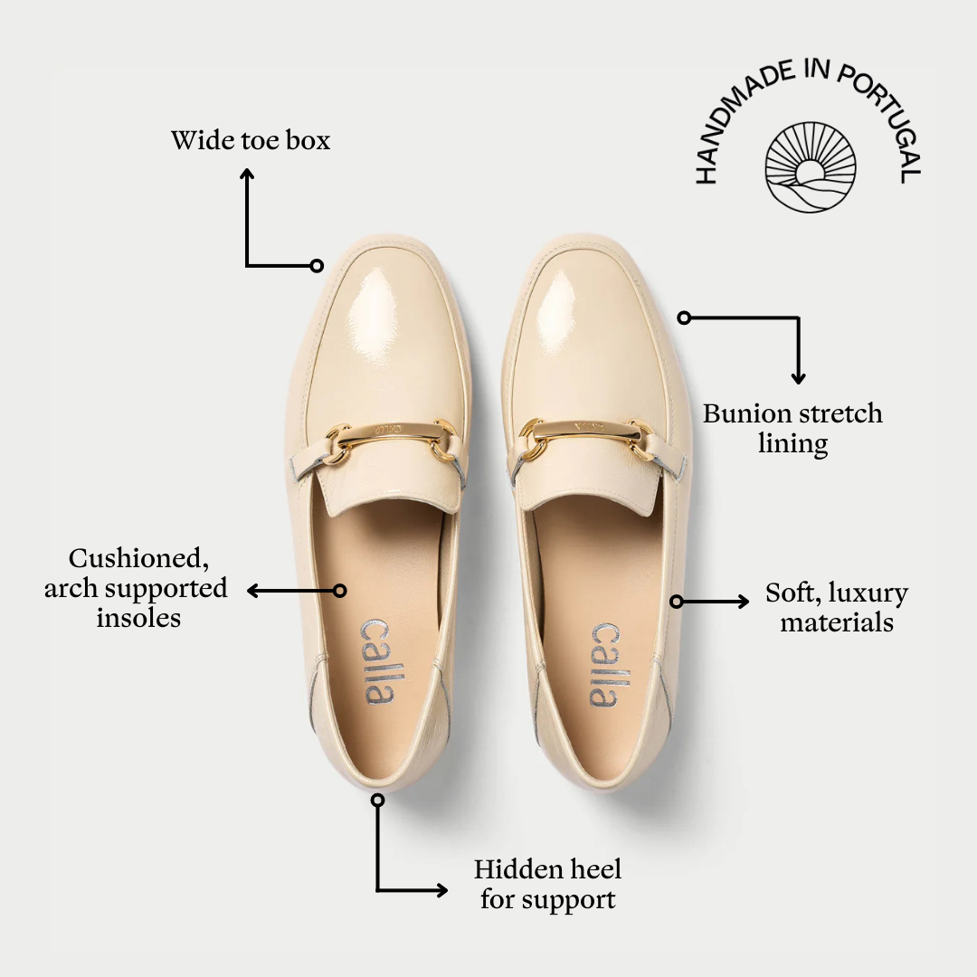 Beatrice butter patent loafers features