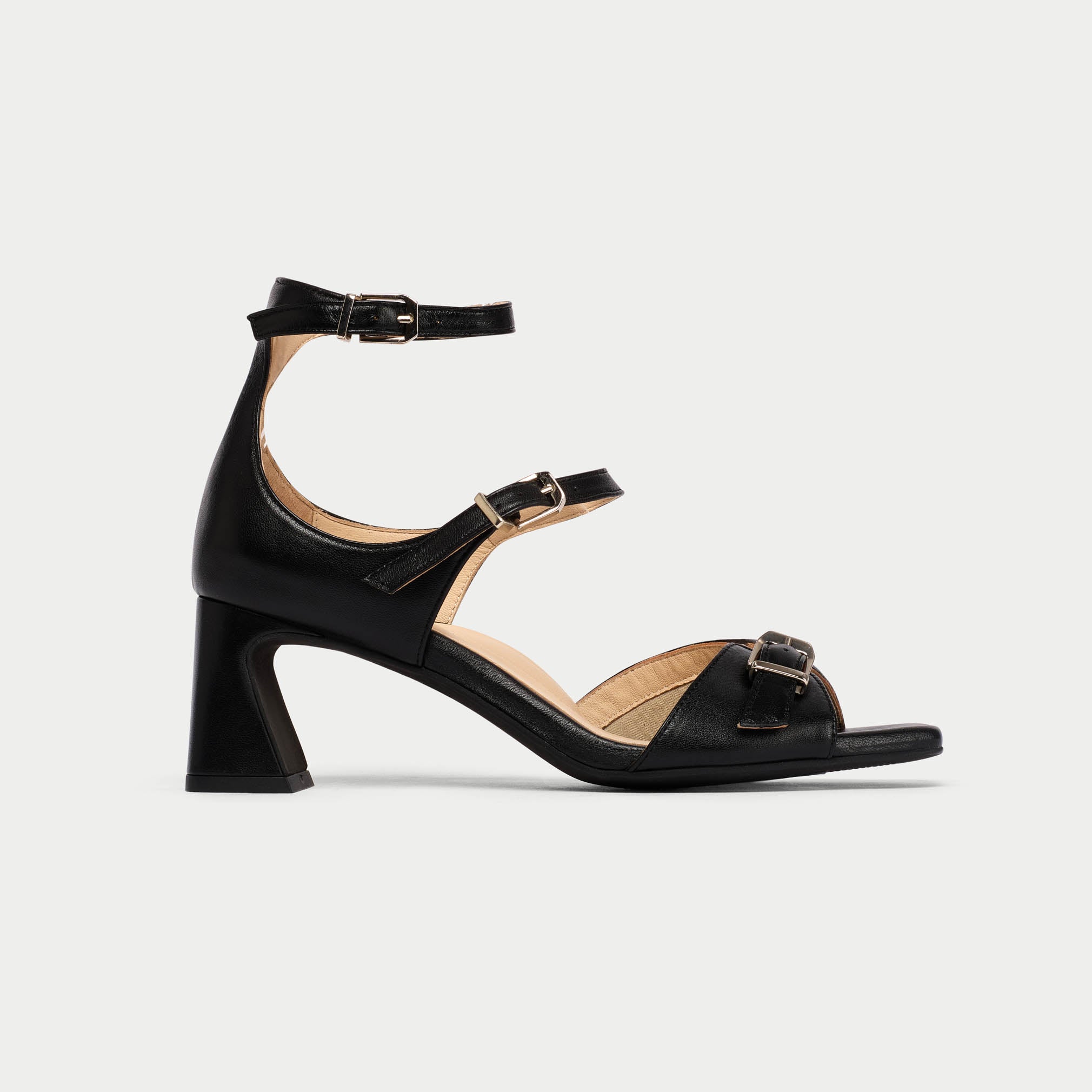 Bridget - Black Leather Heels