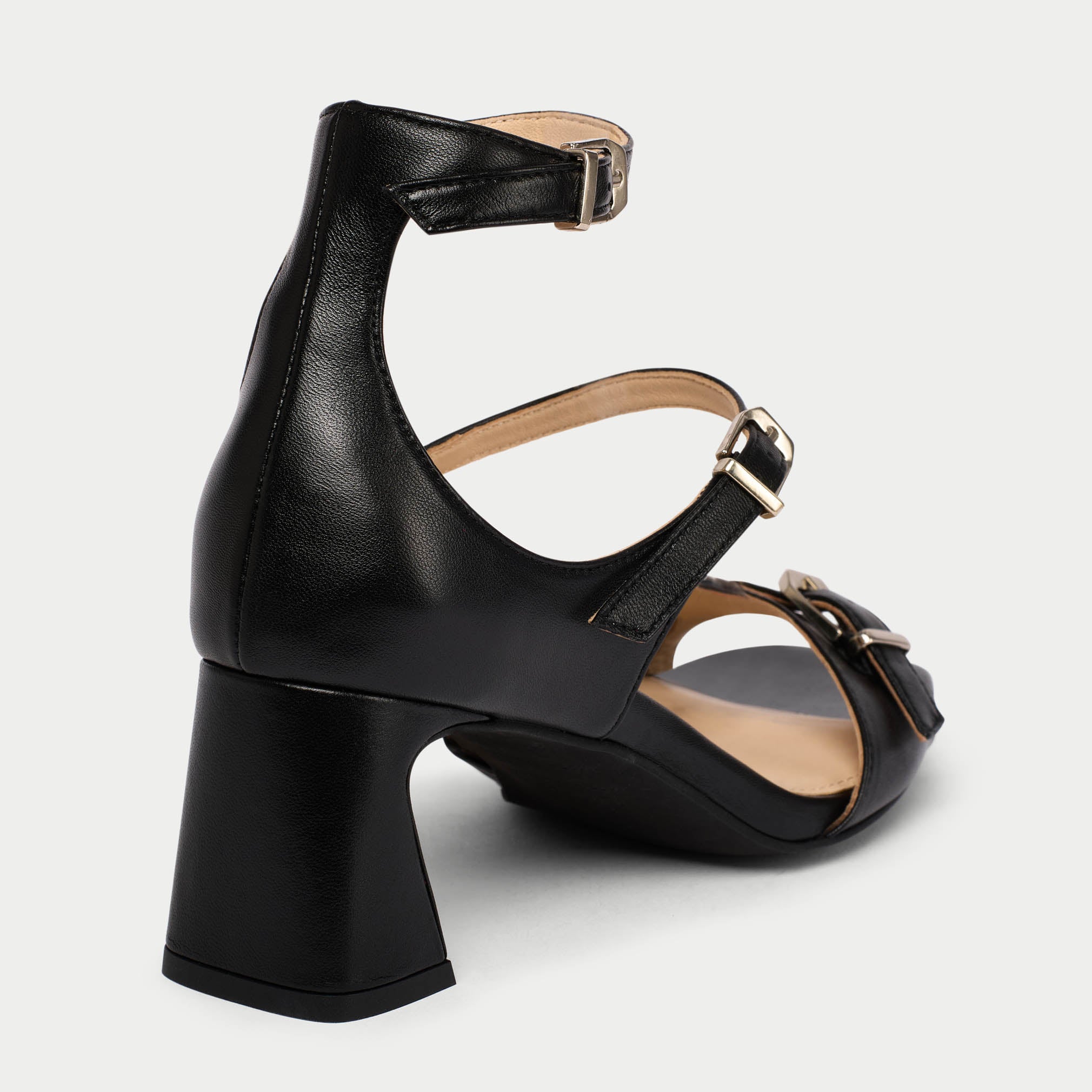 Bridget - Black Leather Heels