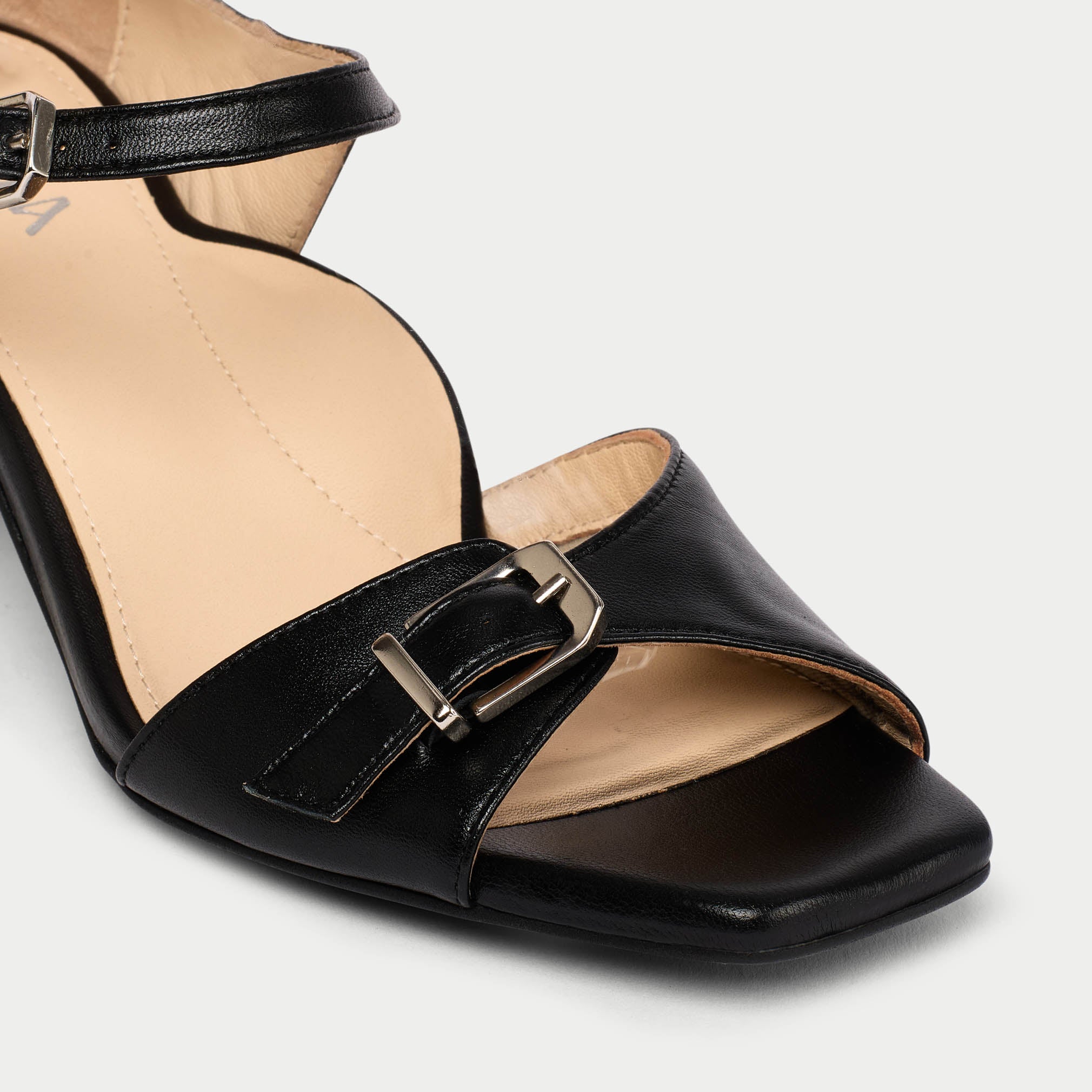 Bridget - Black Leather Heels