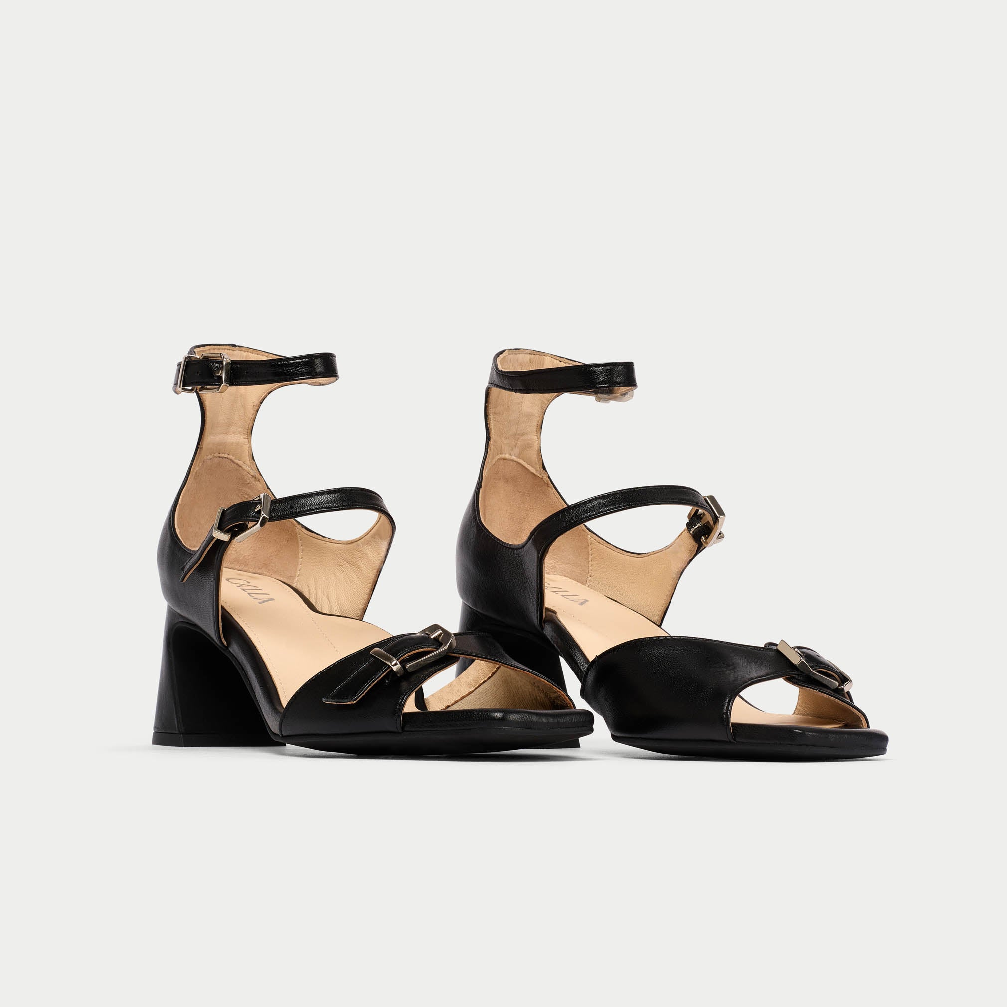 Bridget - Black Leather Heels