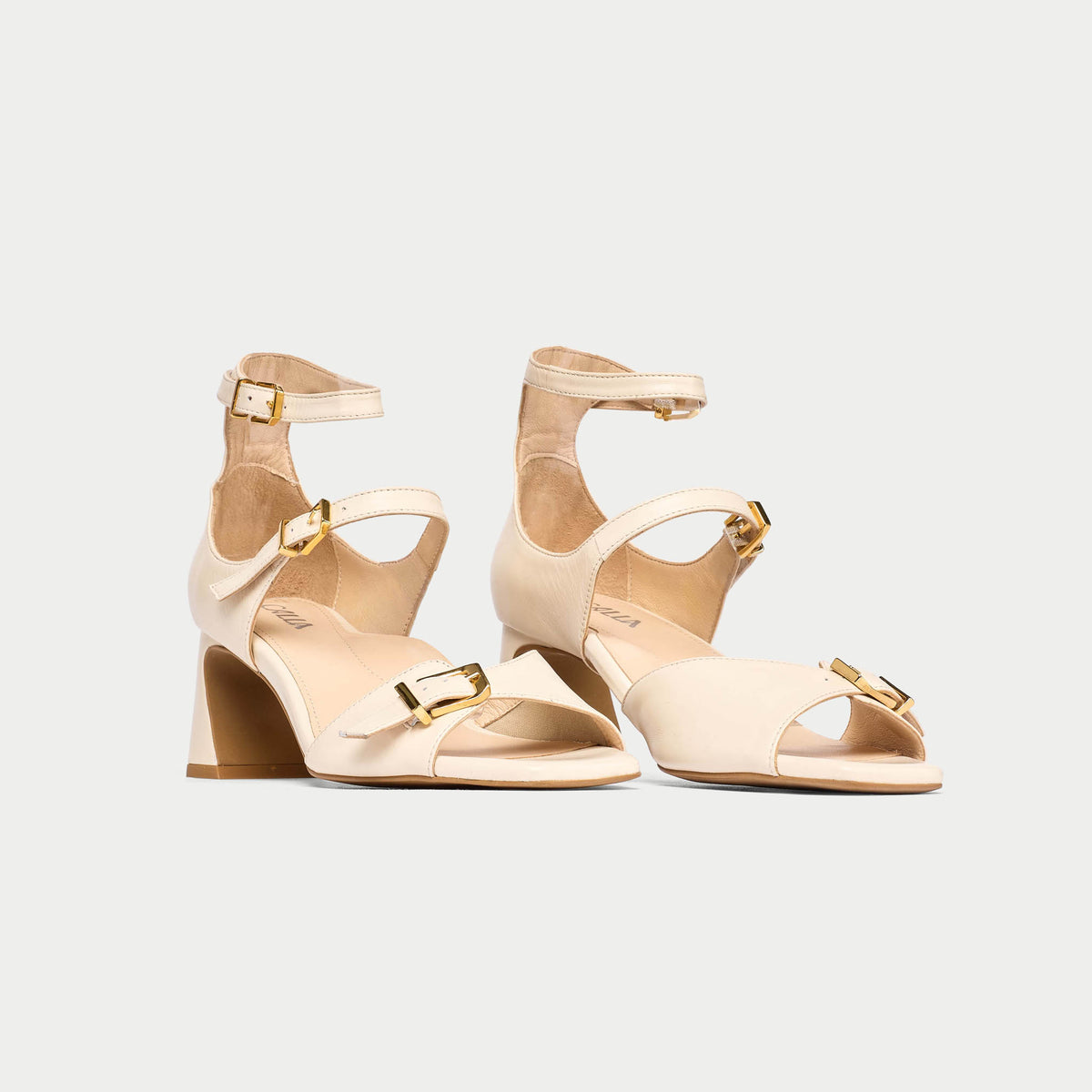 Bridget - Off White Leather Heels (image 5)