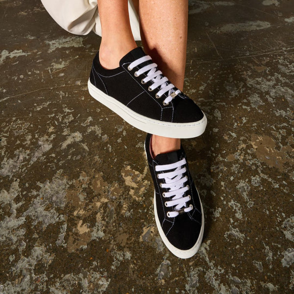 Luna black vegan wide fit trainers