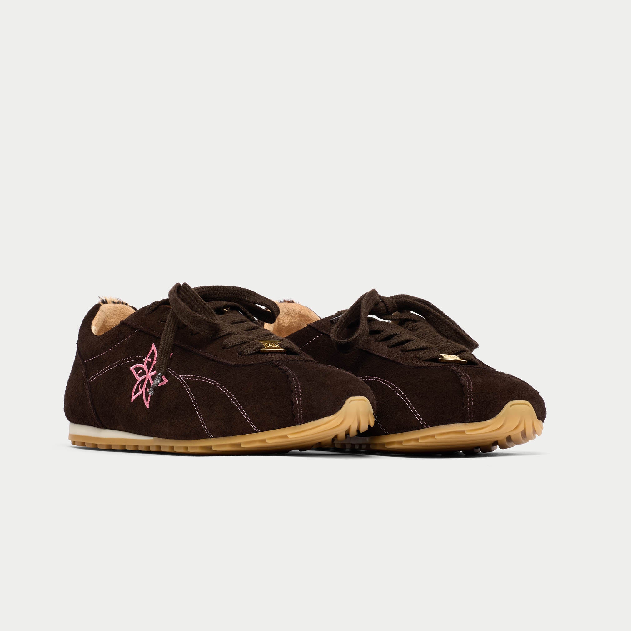 Aurora - Chocolate & Leopard Suede Wide Fit Trainers