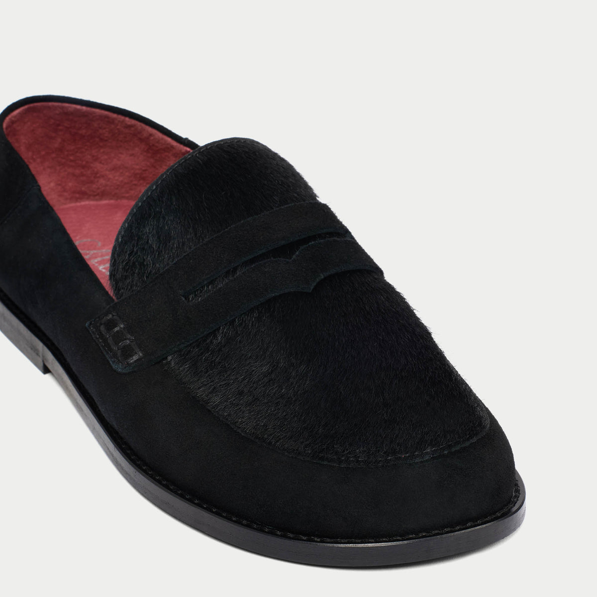 Josette - Black Pony Effect Loafers
