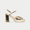Margot - Molten Gold Leather Block Heels