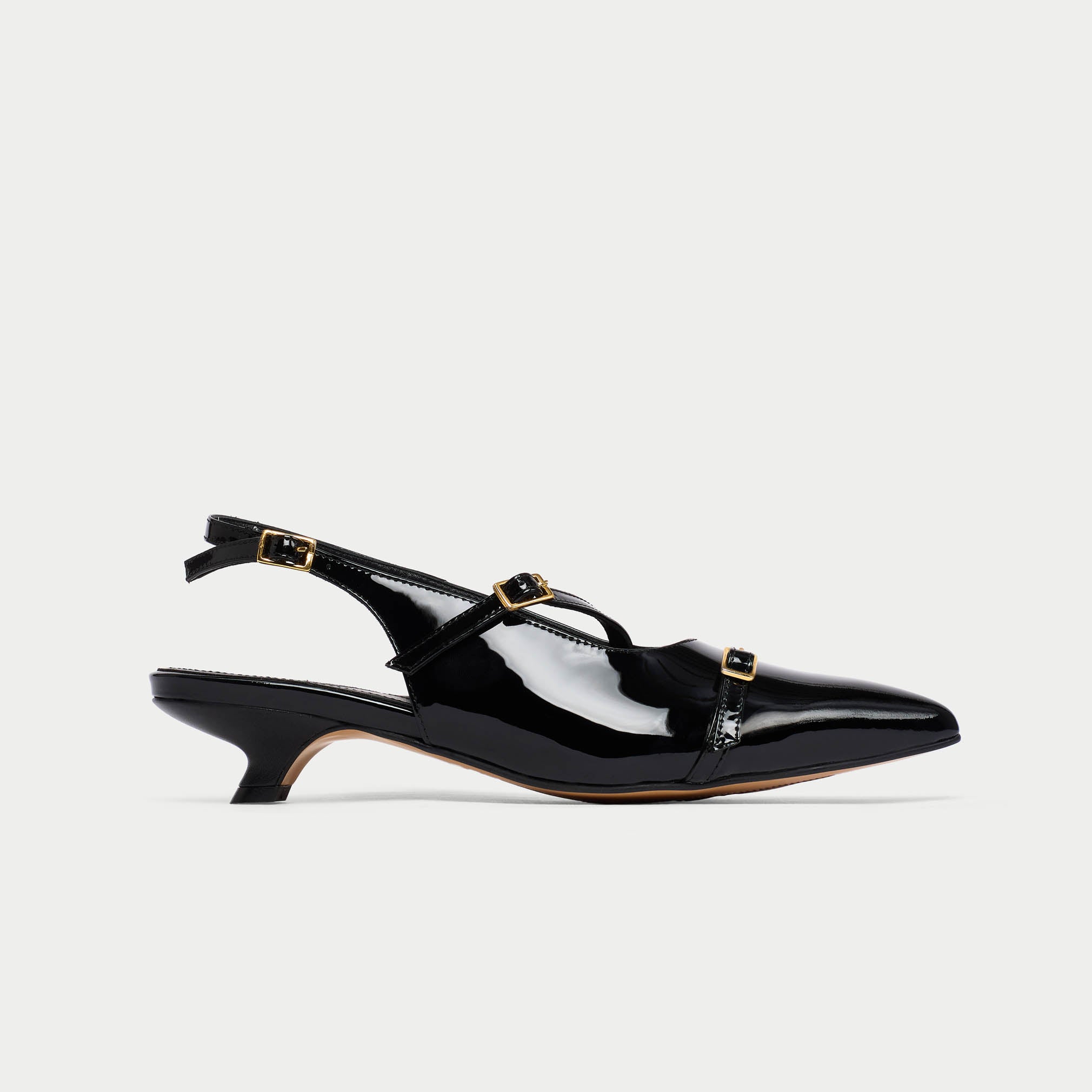 Paloma - Black Patent Leather Kitten Heels