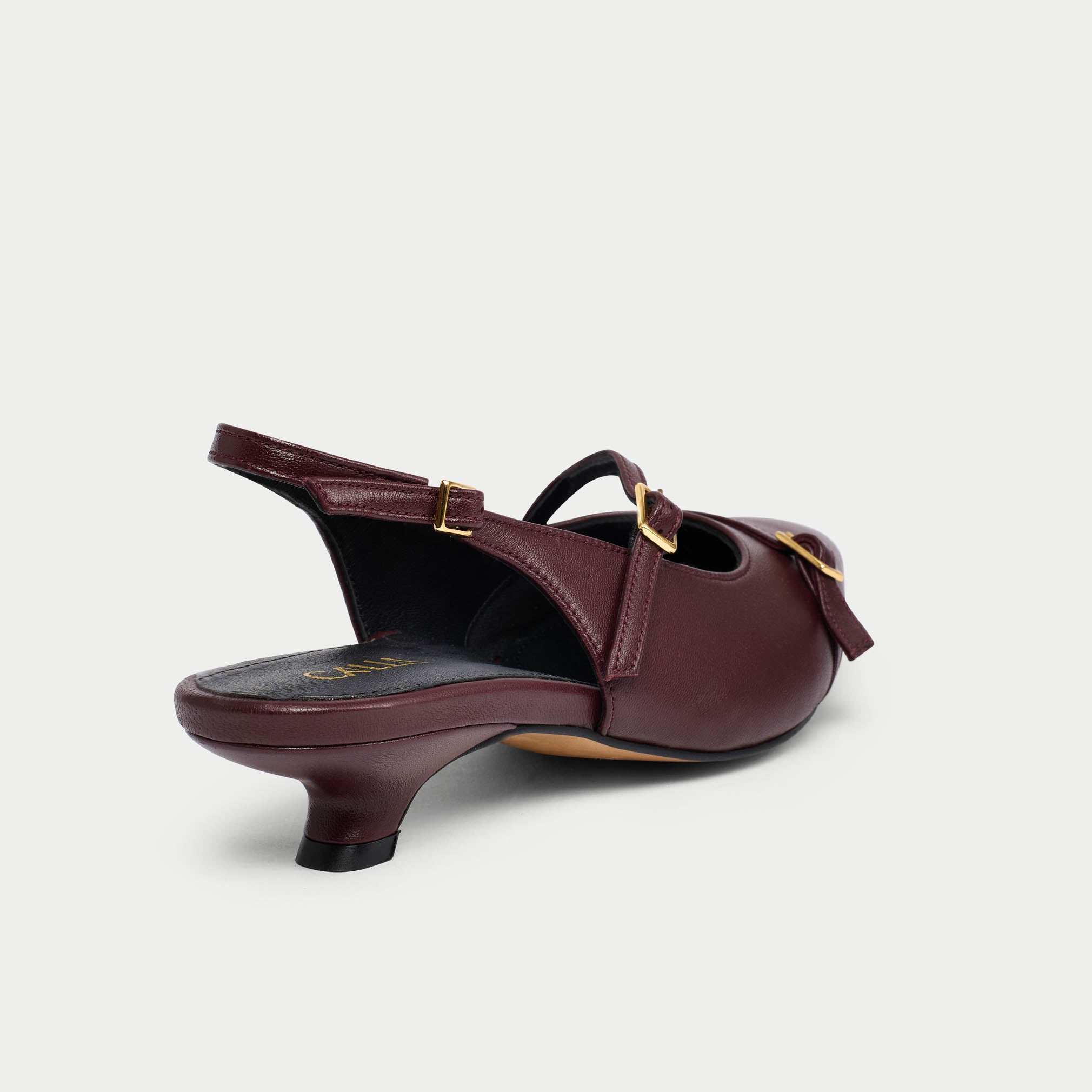 Paloma - Burgundy Leather Kitten Heels