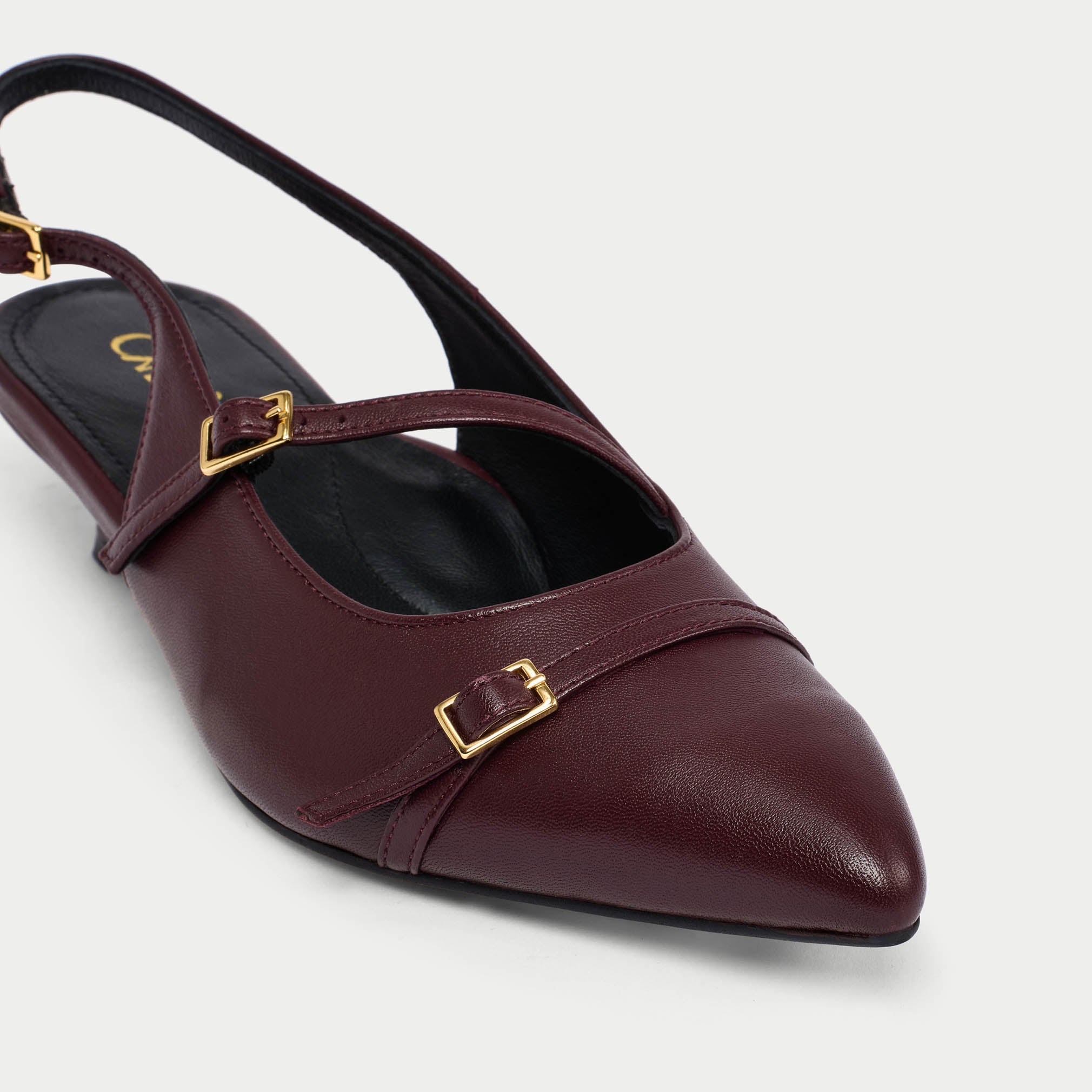 Paloma - Burgundy Leather Kitten Heels