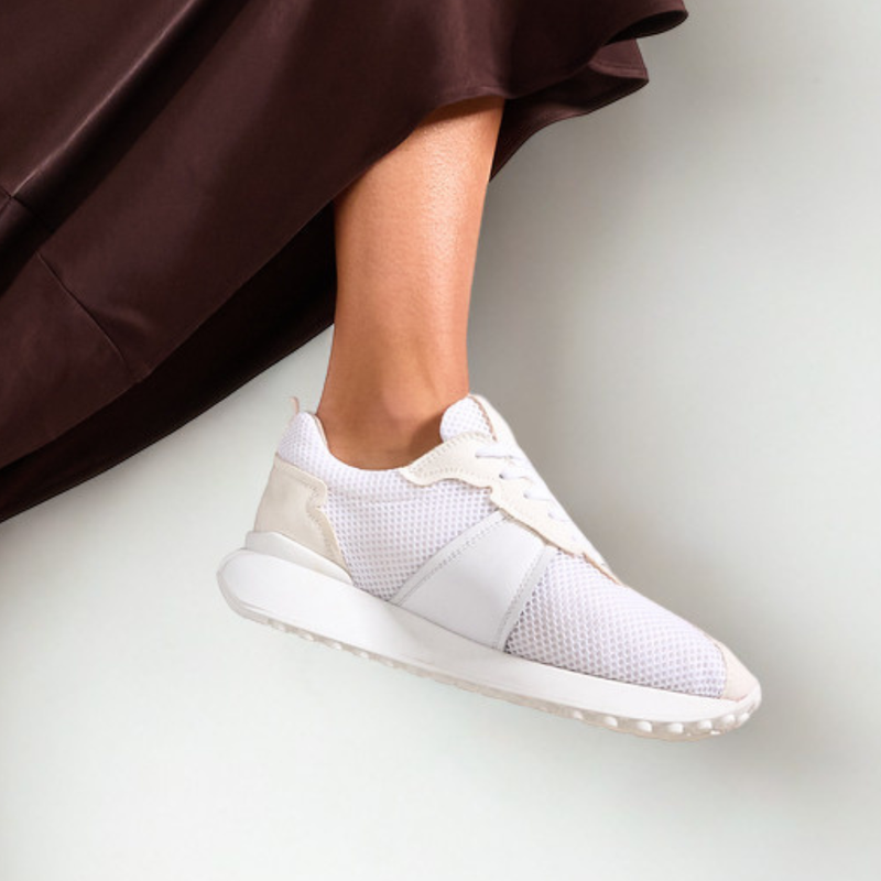 Cosmos - Chunky-Sole White Mesh Wide Fit Trainers