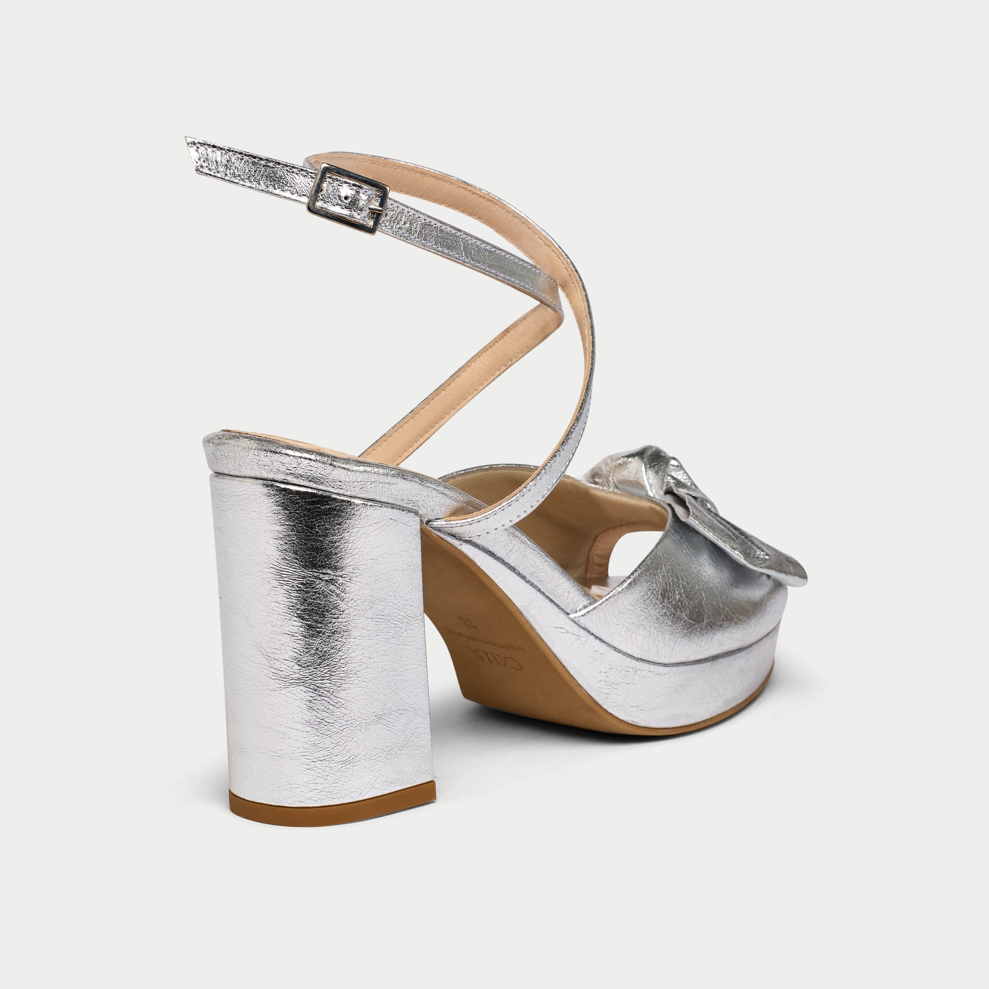 Daisy - Luxury Silver Metallic Block Heels