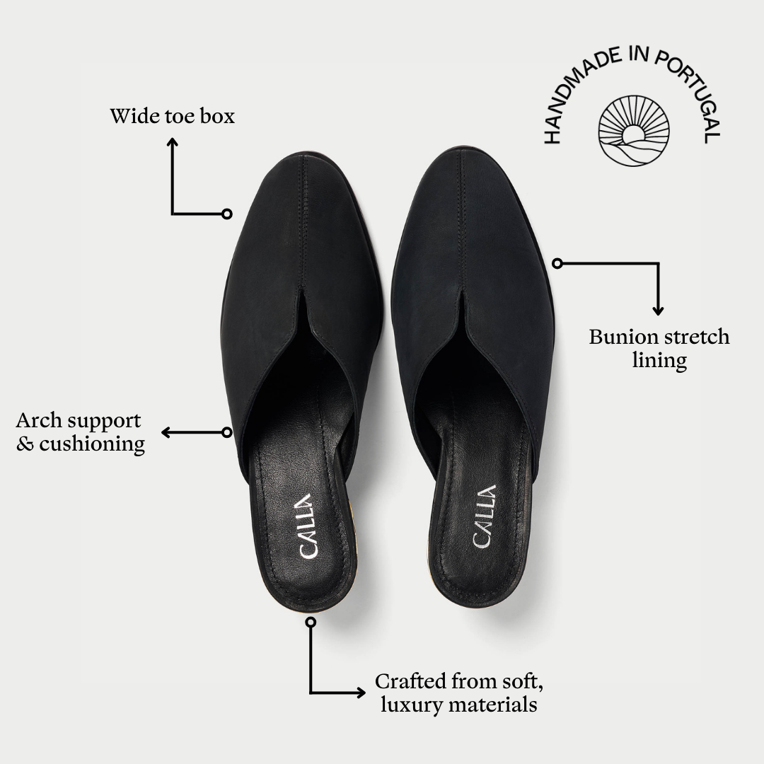 Eden black mules features