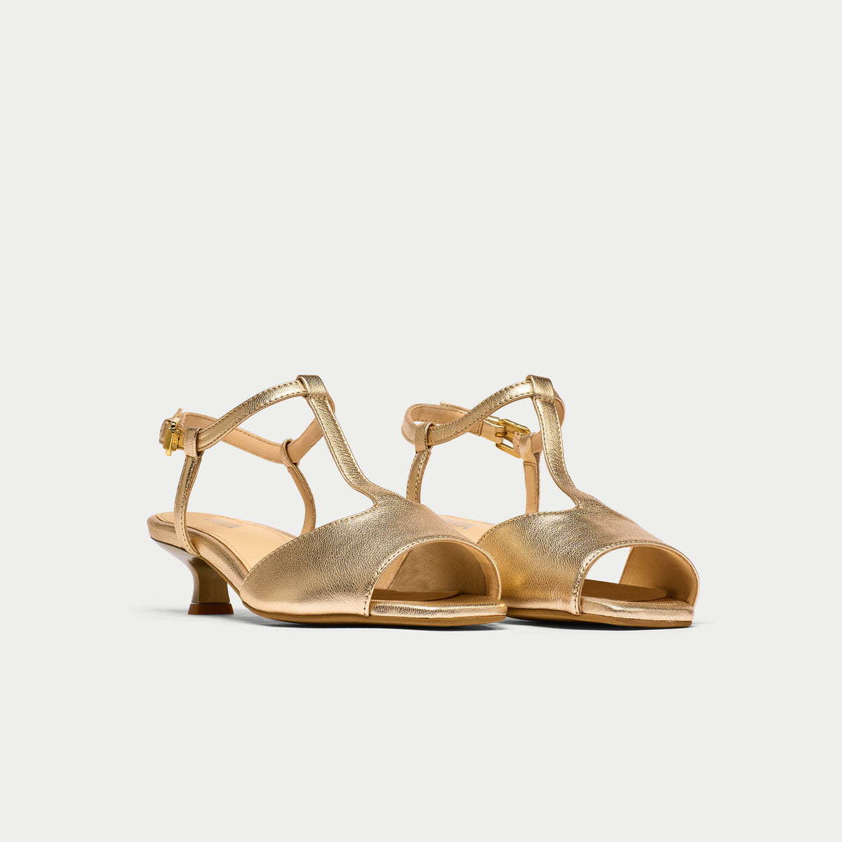 Edith - Champagne Leather Kitten Heels (image 3)
