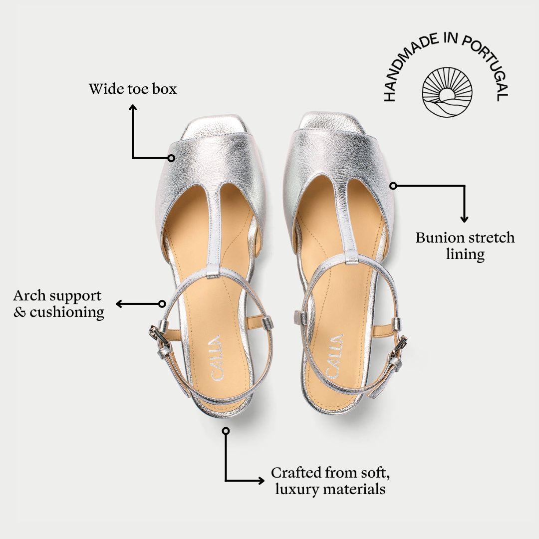 Edith - Silver Leather Kitten Heels (image 6)