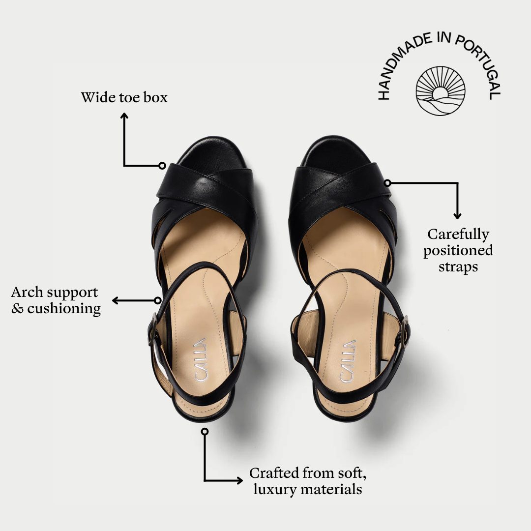 Emily - Black Leather Heeled Sandals (image 5)