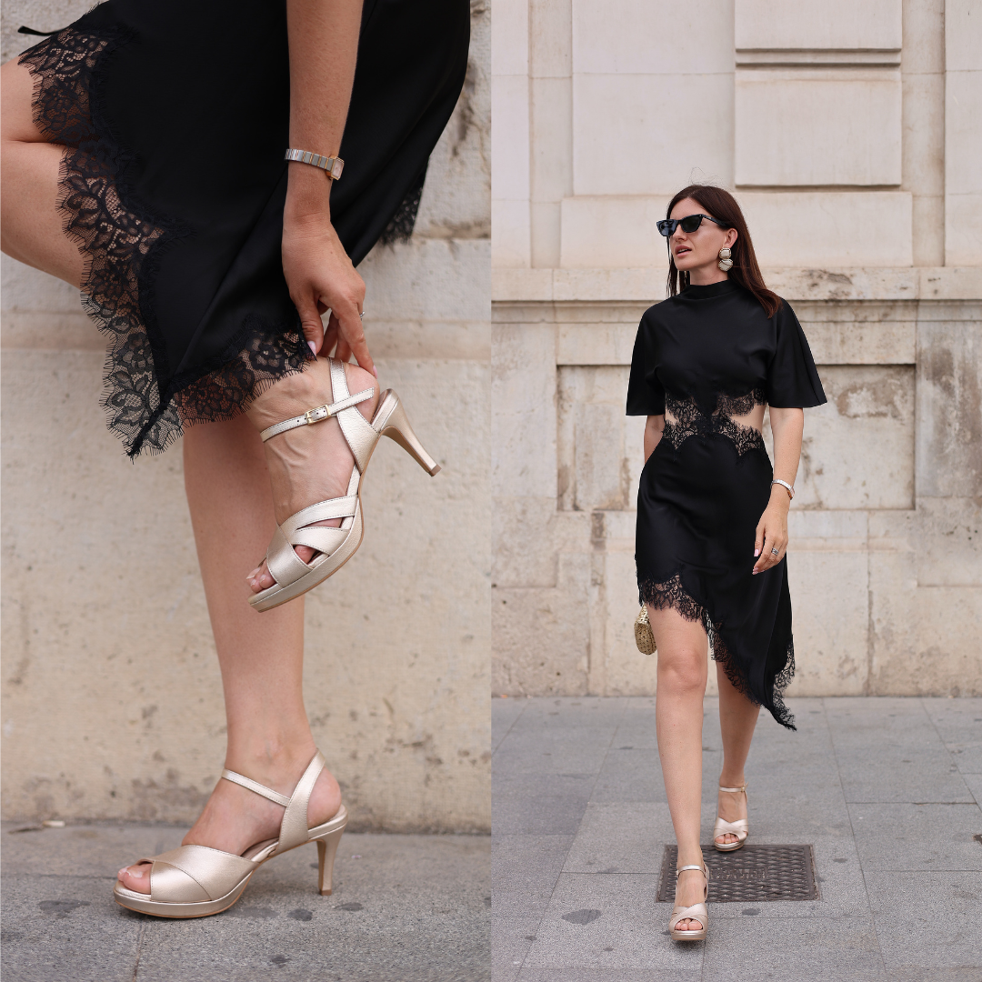 Emily - Champagne Leather Heeled Sandals (image 2)