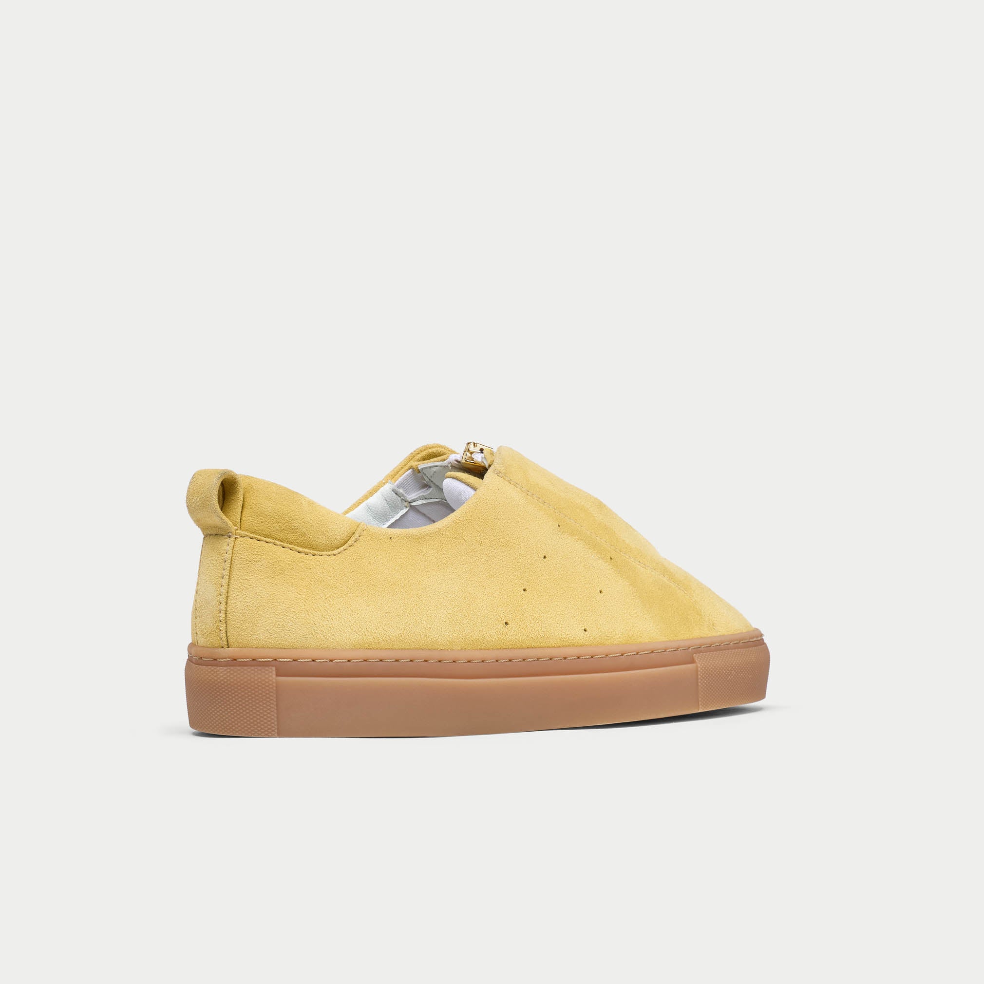 estella yellow suede trainers for bunions back/side view