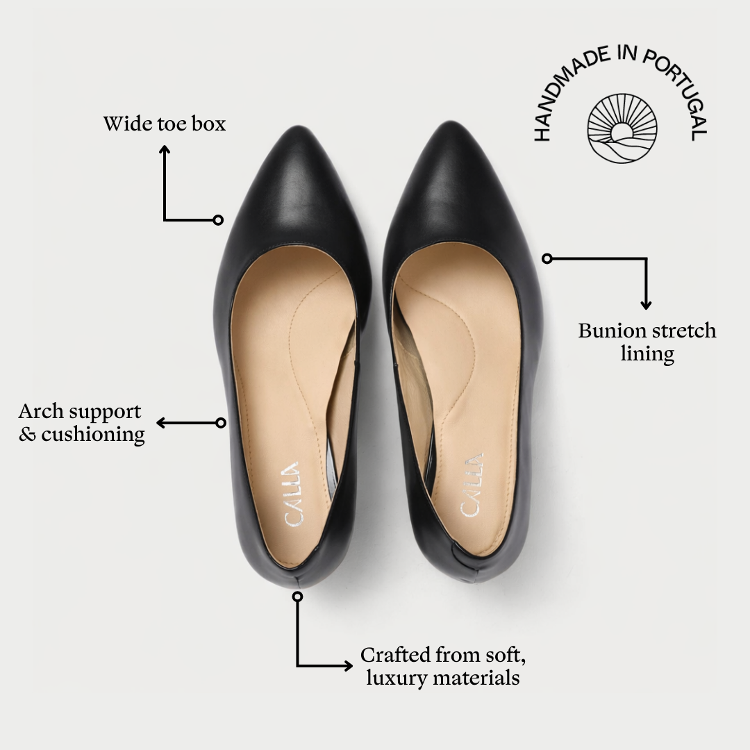 Hallie - Black Leather Courts
