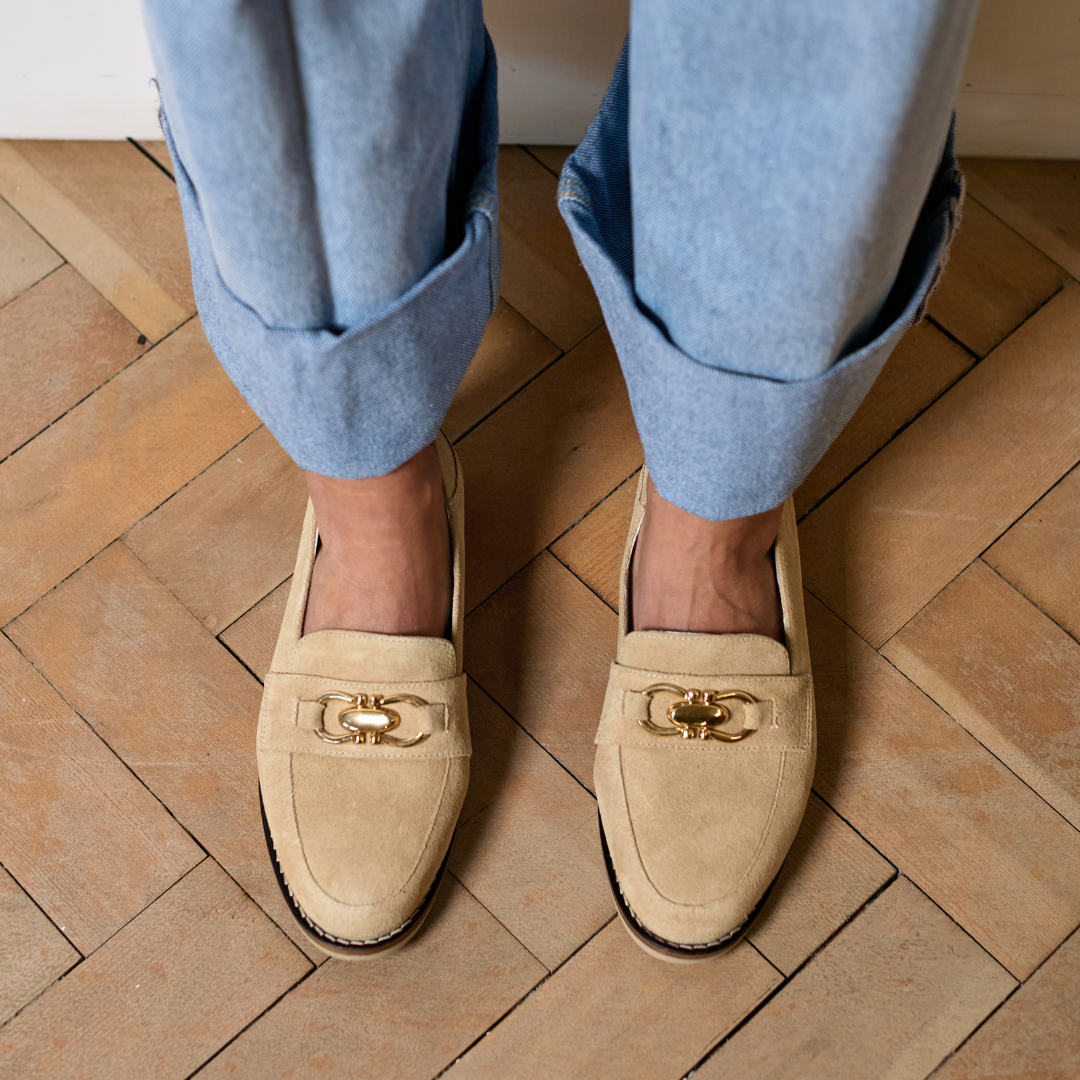 Meredith - Camel Suede Loafers