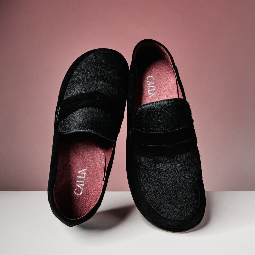 Josette - Black Pony Effect Loafers