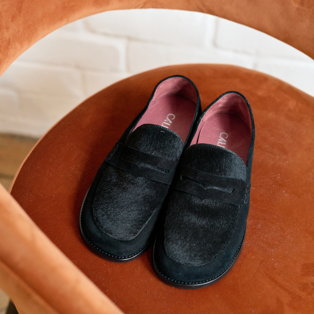 Josette - Black Pony Effect Loafers