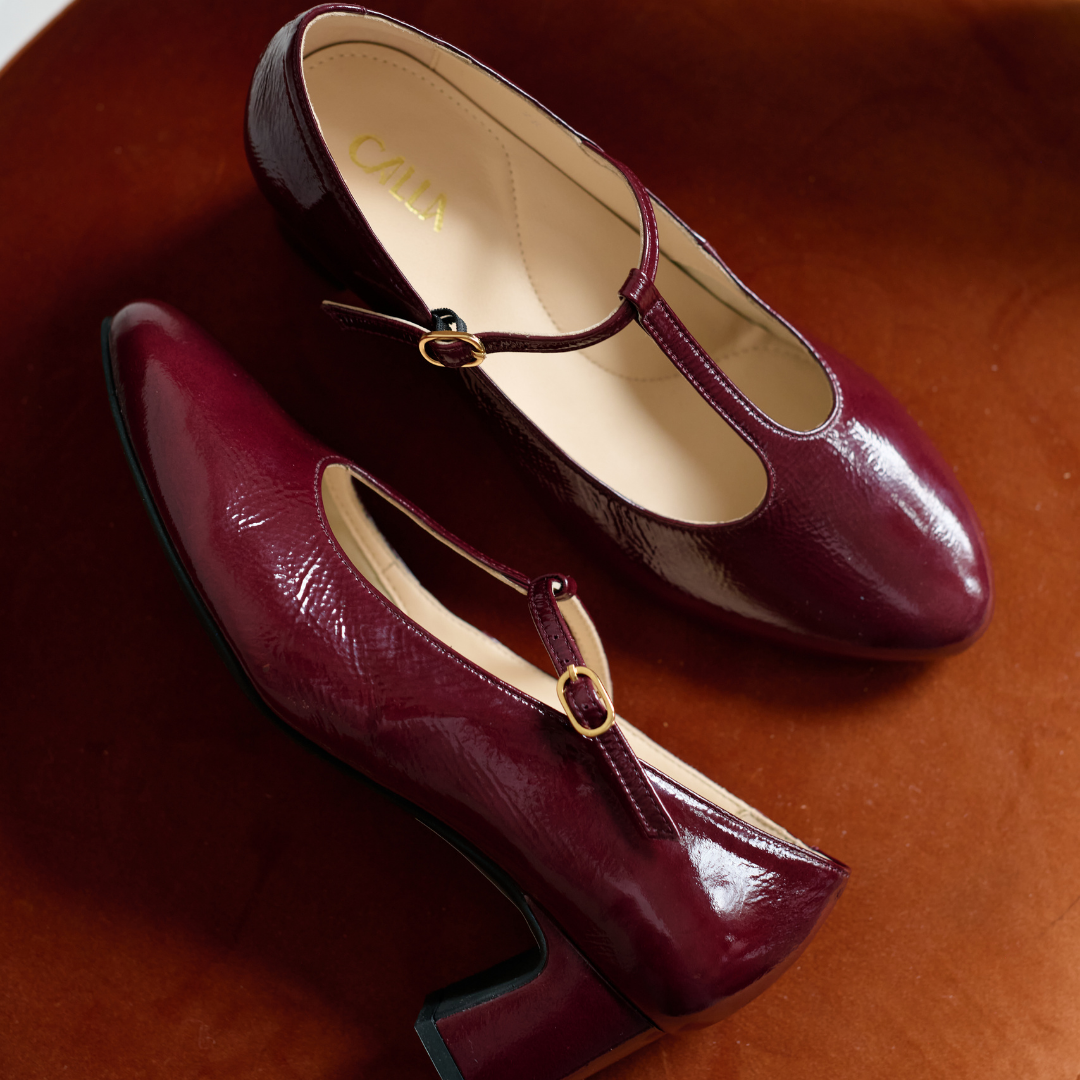 Lorette - Cherry Patent Leather Courts