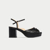 Lottie - Black Leather Block Heels