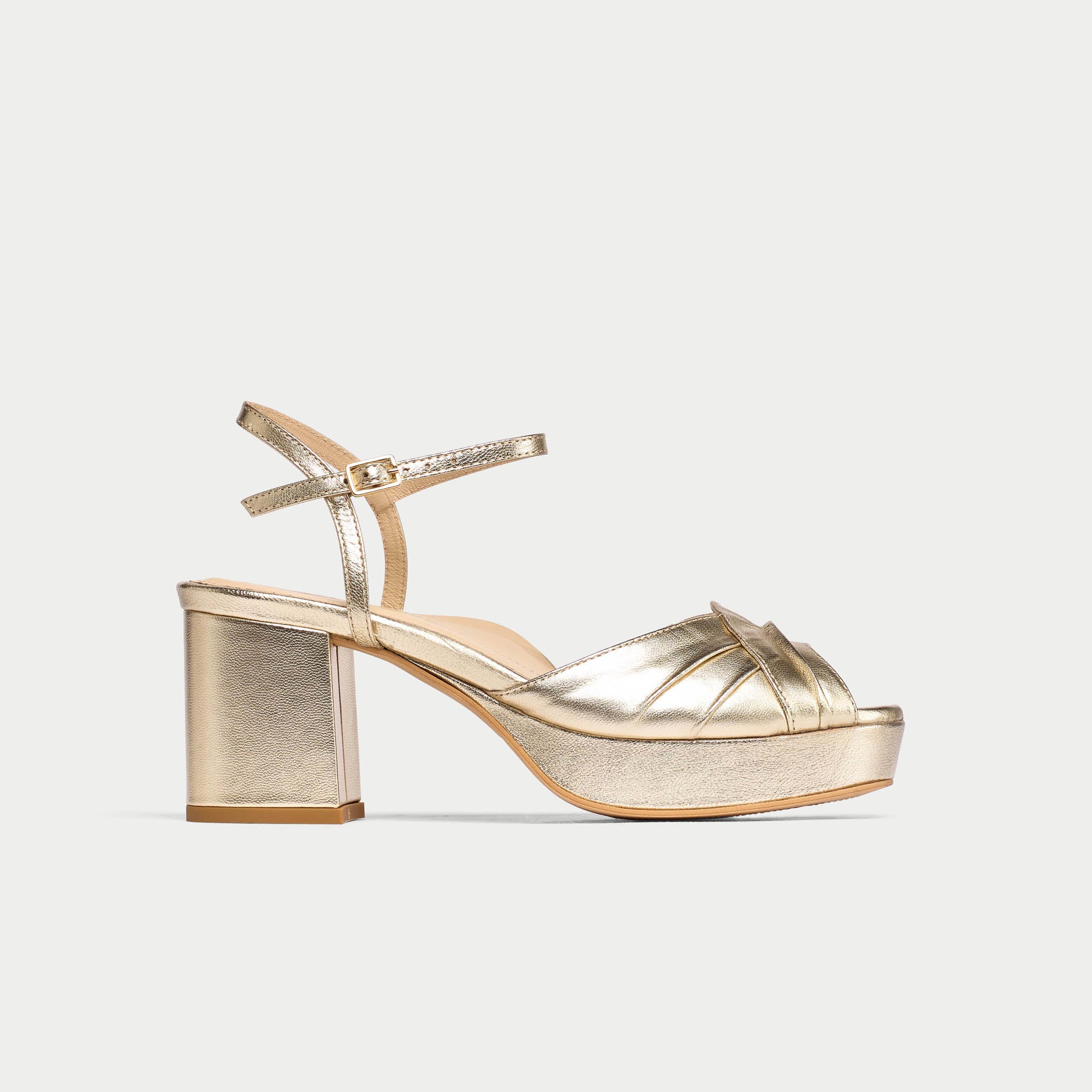 Lottie - Champagne Metallic Block Heels