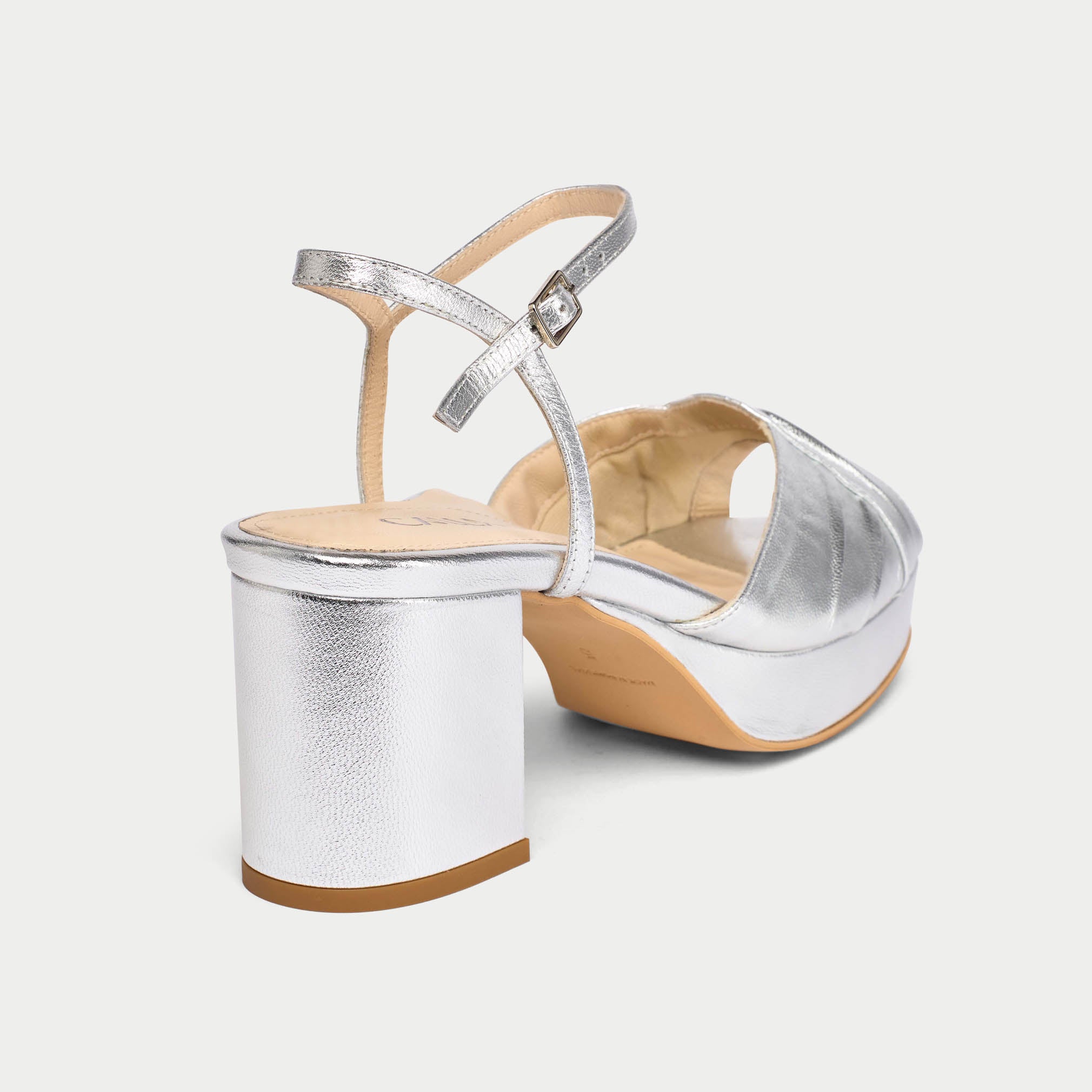 Lottie - Silver Metallic Block Heels