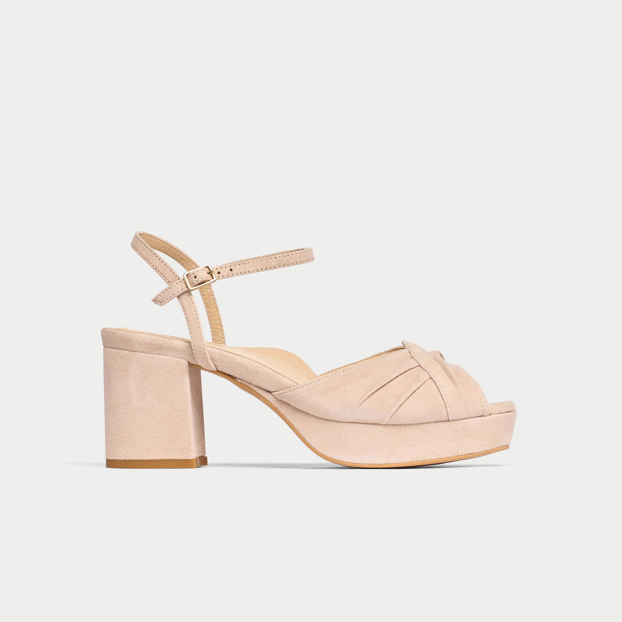 Lottie - Taupe Suede Block Heels