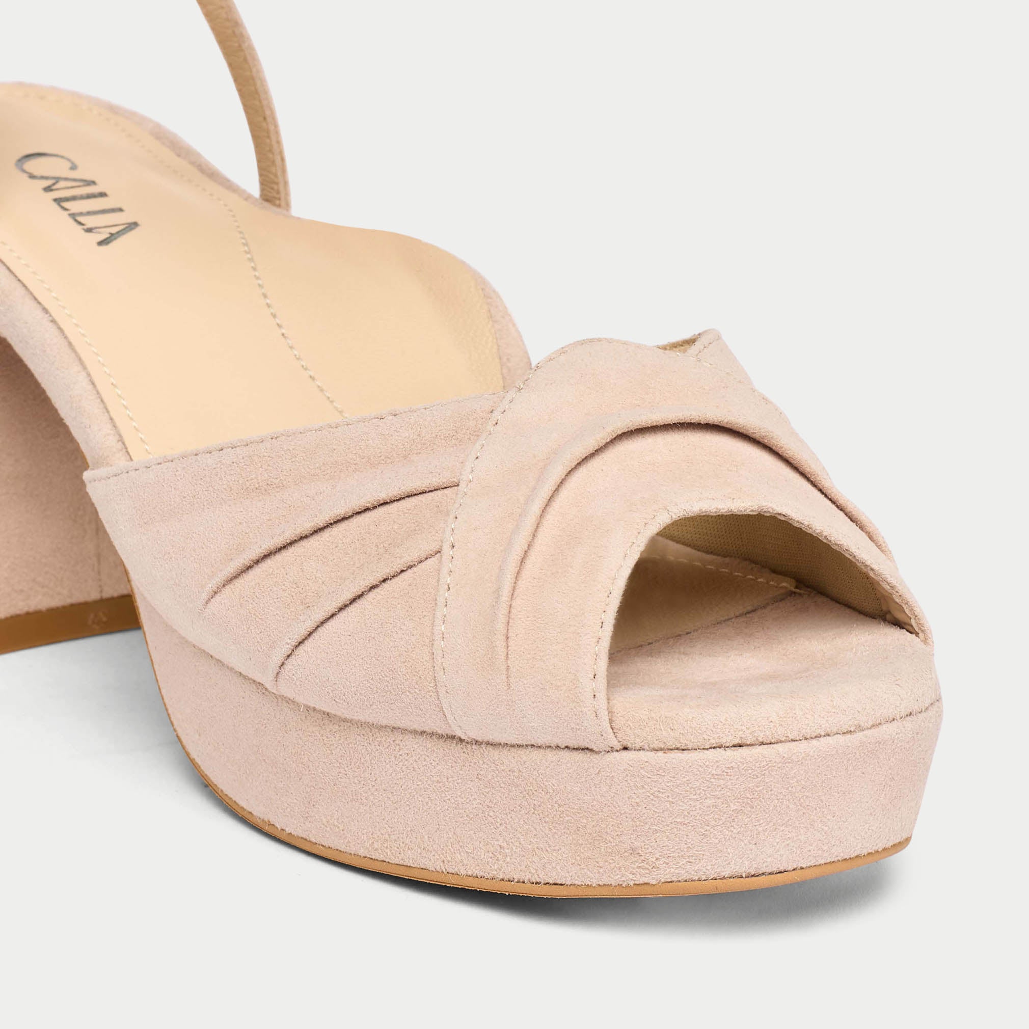 Lottie - Taupe Suede Block Heels