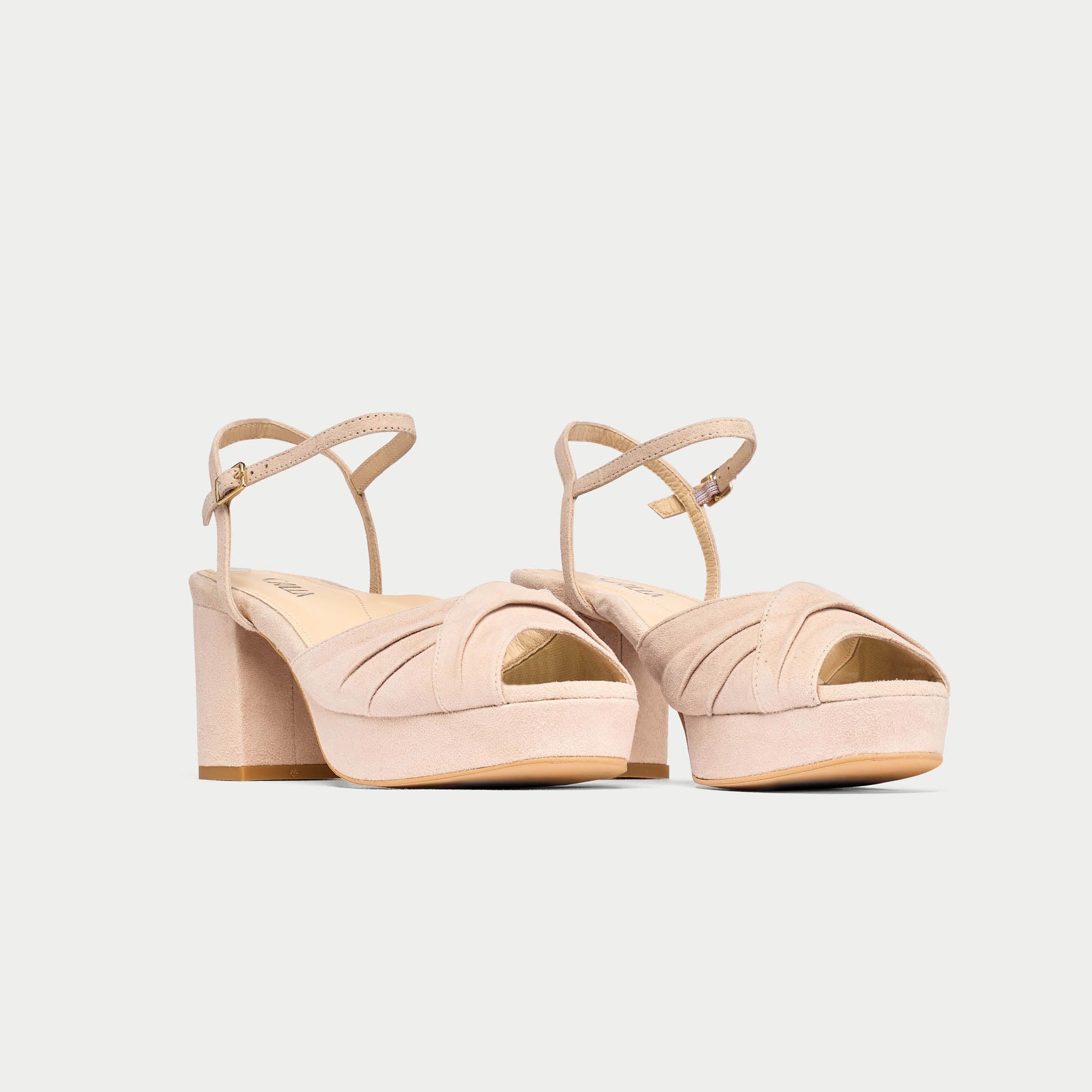 Lottie - Taupe Suede Block Heels