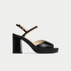 Margot - Black Leather Block Heels