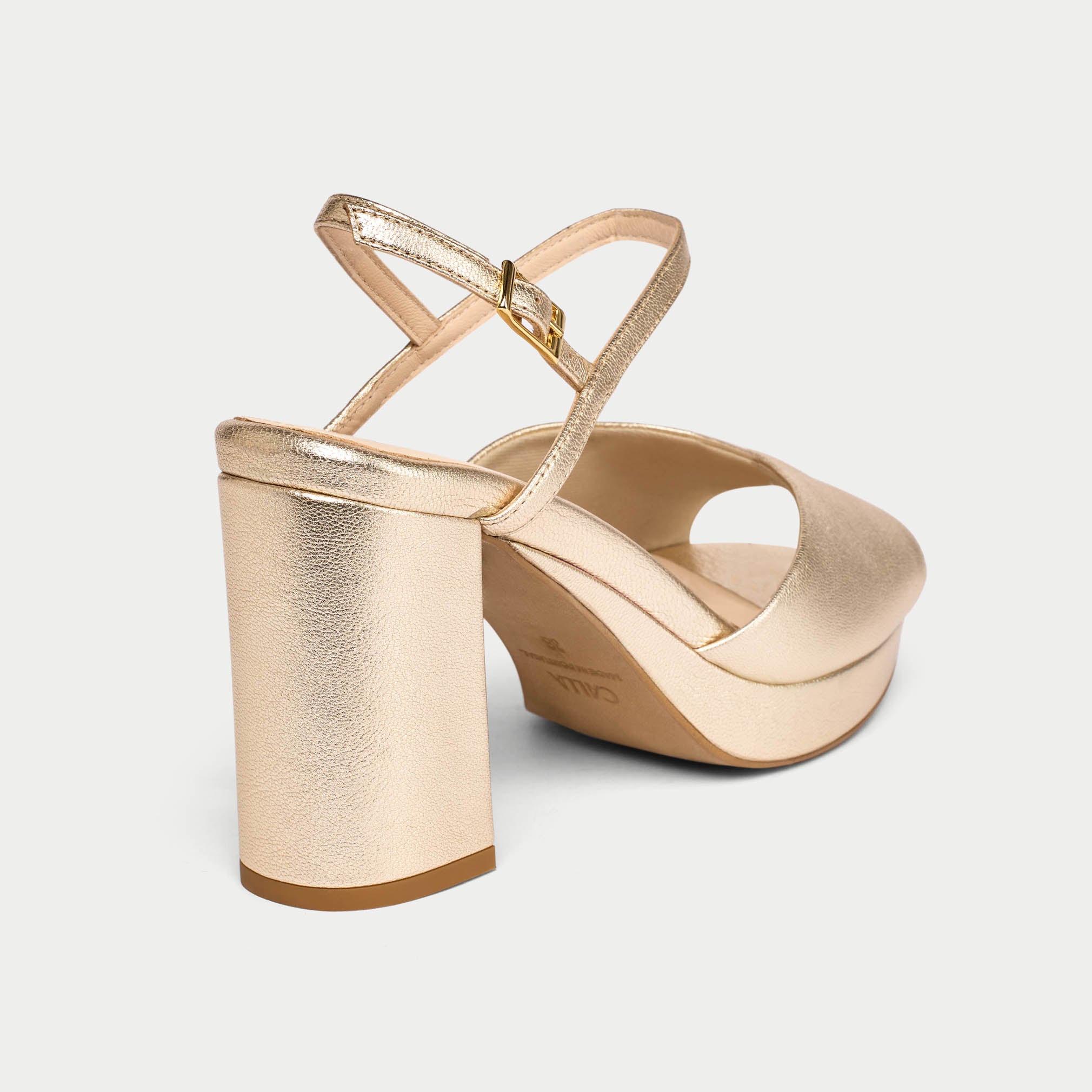 Margot - Champagne Leather Block Heels