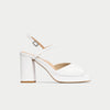 Margot - White Leather Block Heels