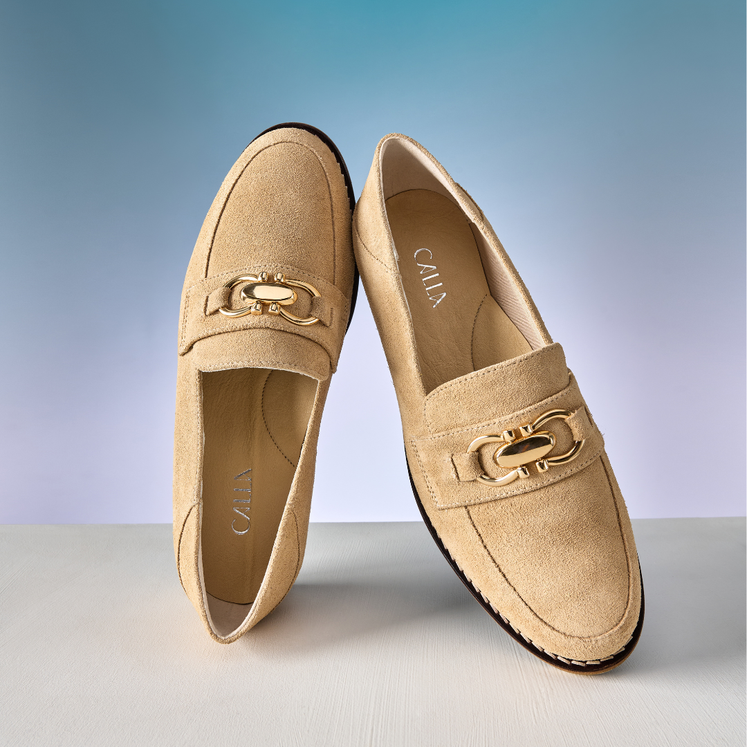 Meredith - Camel Suede Loafers