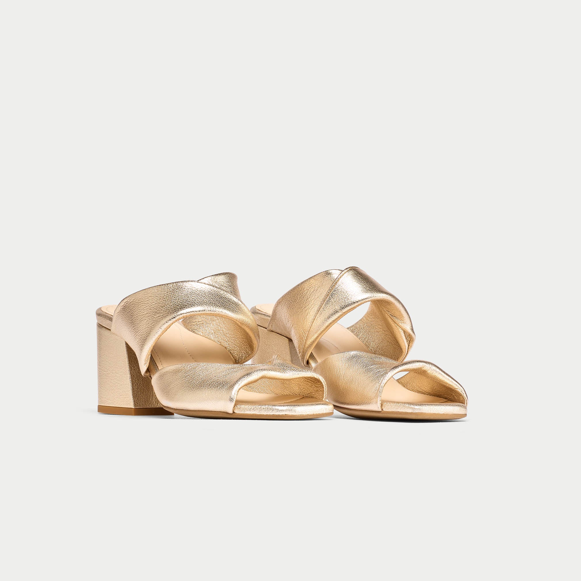 Mia - Champagne Leather Mules