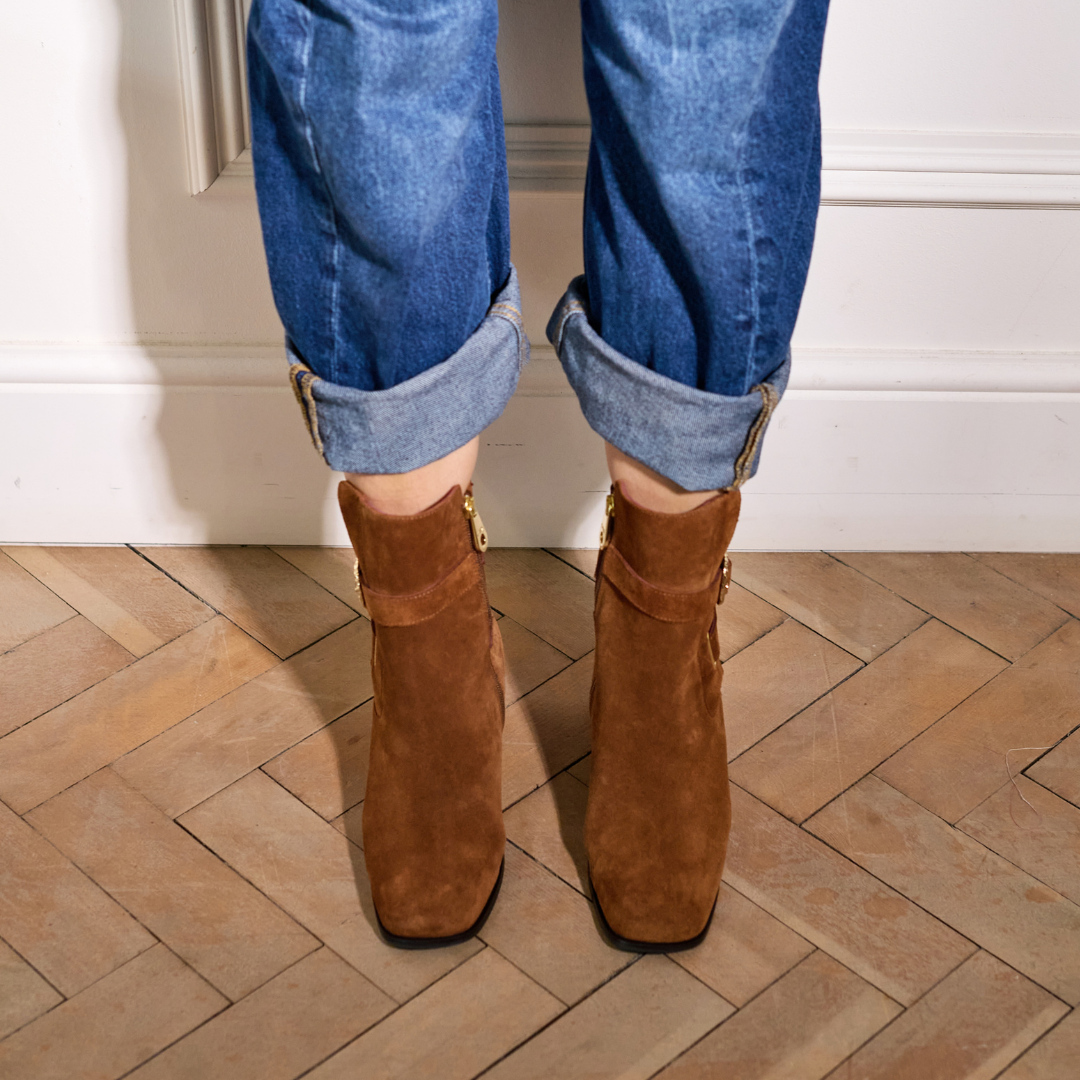 Miriam - Cognac Suede Leather Boots
