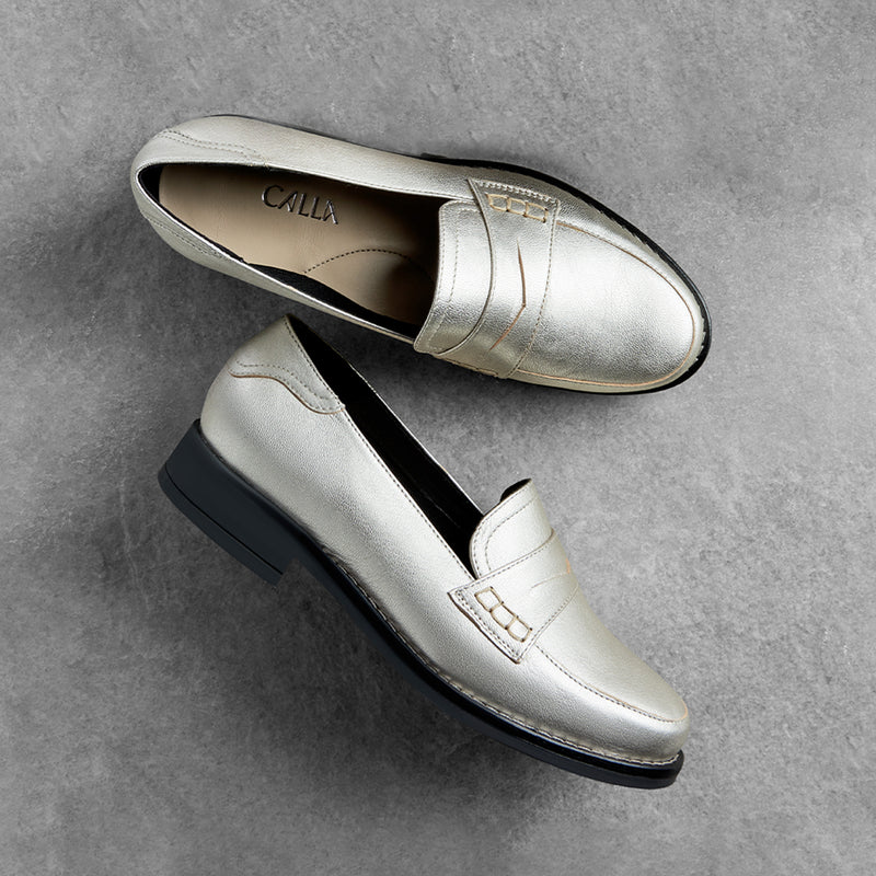 silver loafers