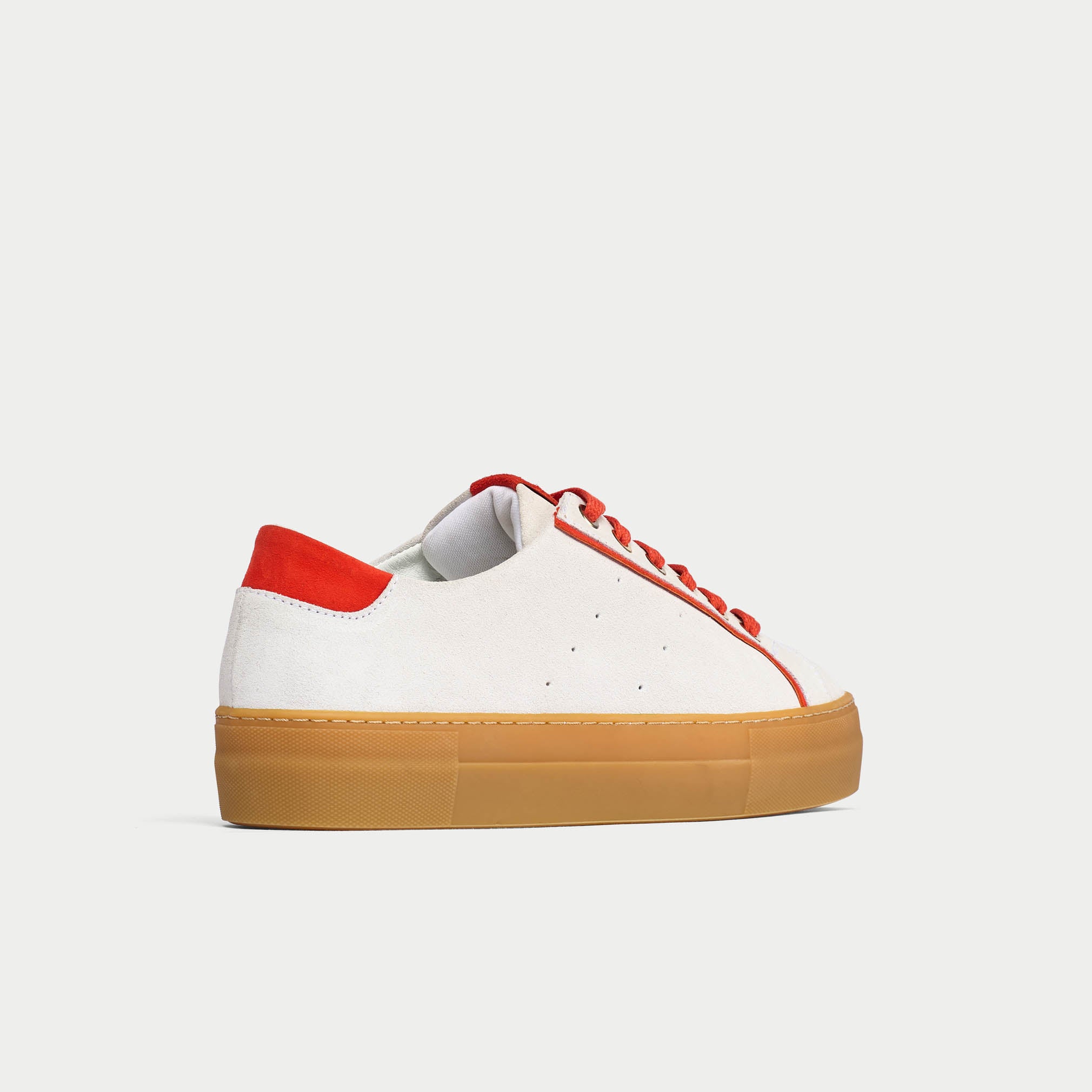 Saturn - Cream & Orange Suede Wide Fit Trainers