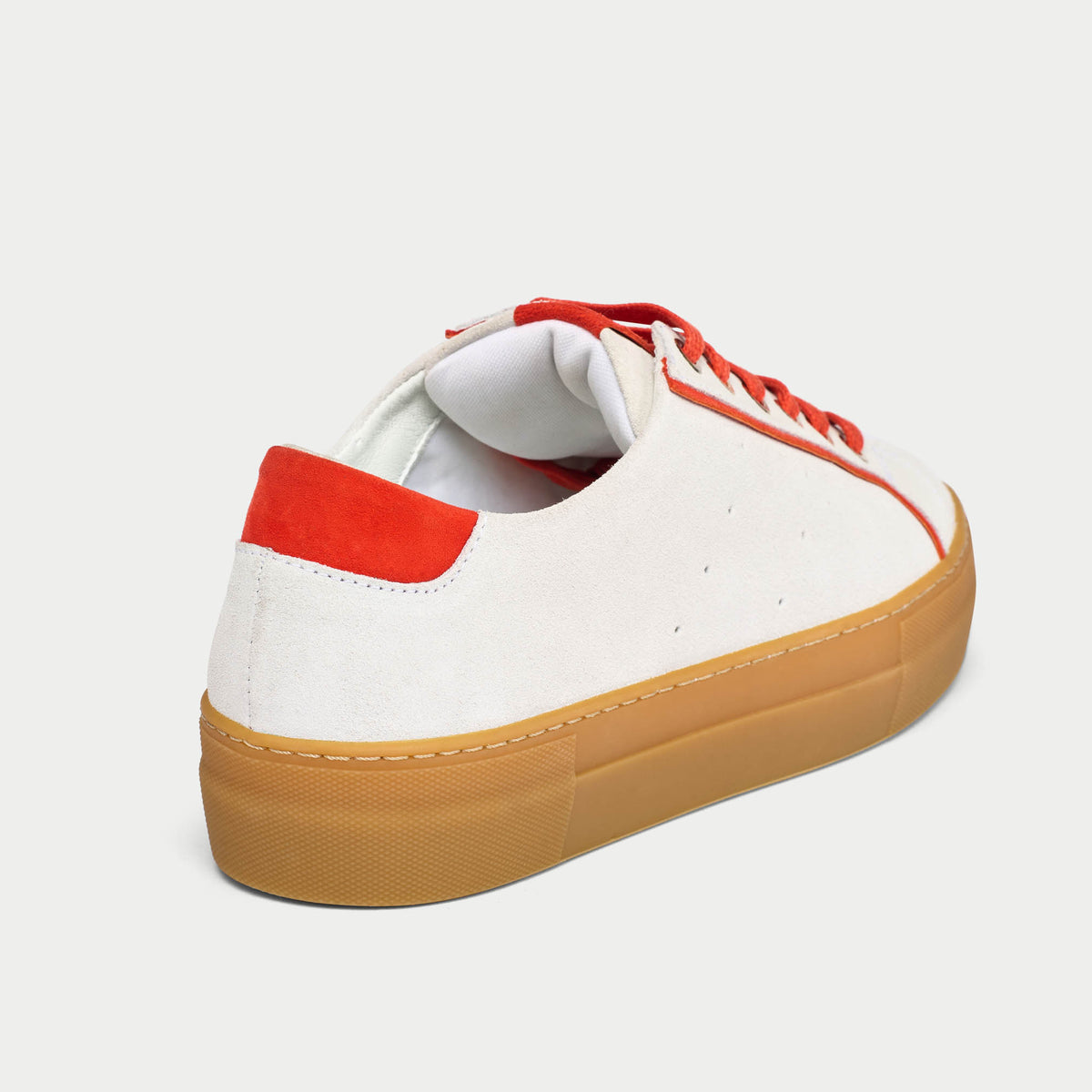 Saturn - Cream & Orange Suede Wide Fit Trainers (image 8)