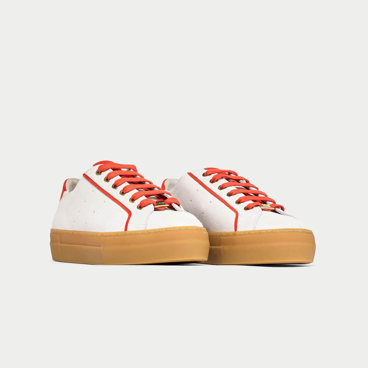 Saturn - Cream & Orange Suede Wide Fit Trainers (image 5)