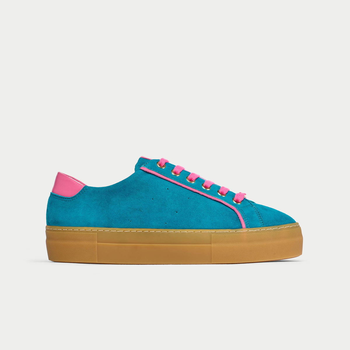 Saturn - Teal & Magenta Suede Wide Fit Trainers (image 2)