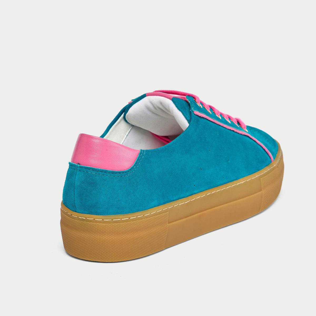 Saturn - Teal & Magenta Suede Wide Fit Trainers (image 7)
