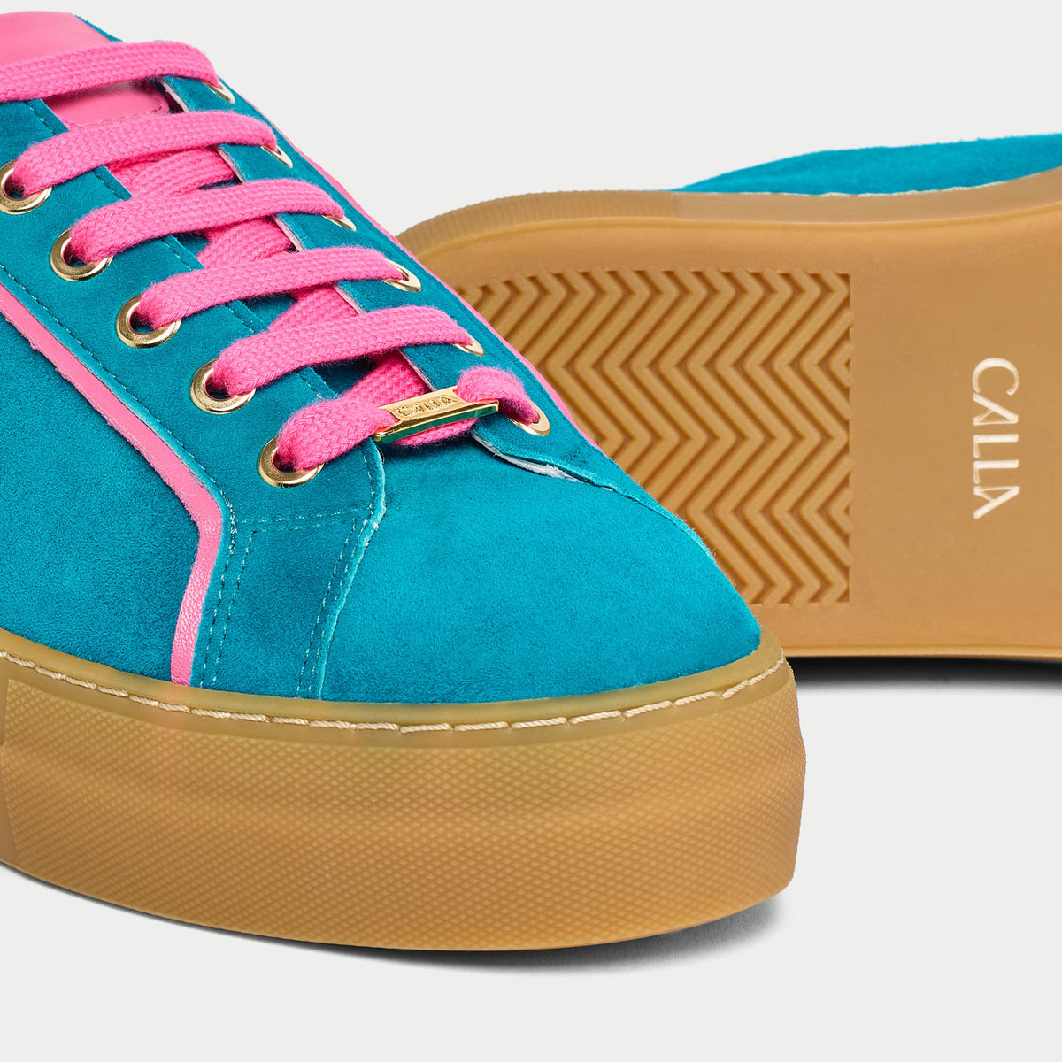 Saturn - Teal & Magenta Suede Wide Fit Trainers (image 6)