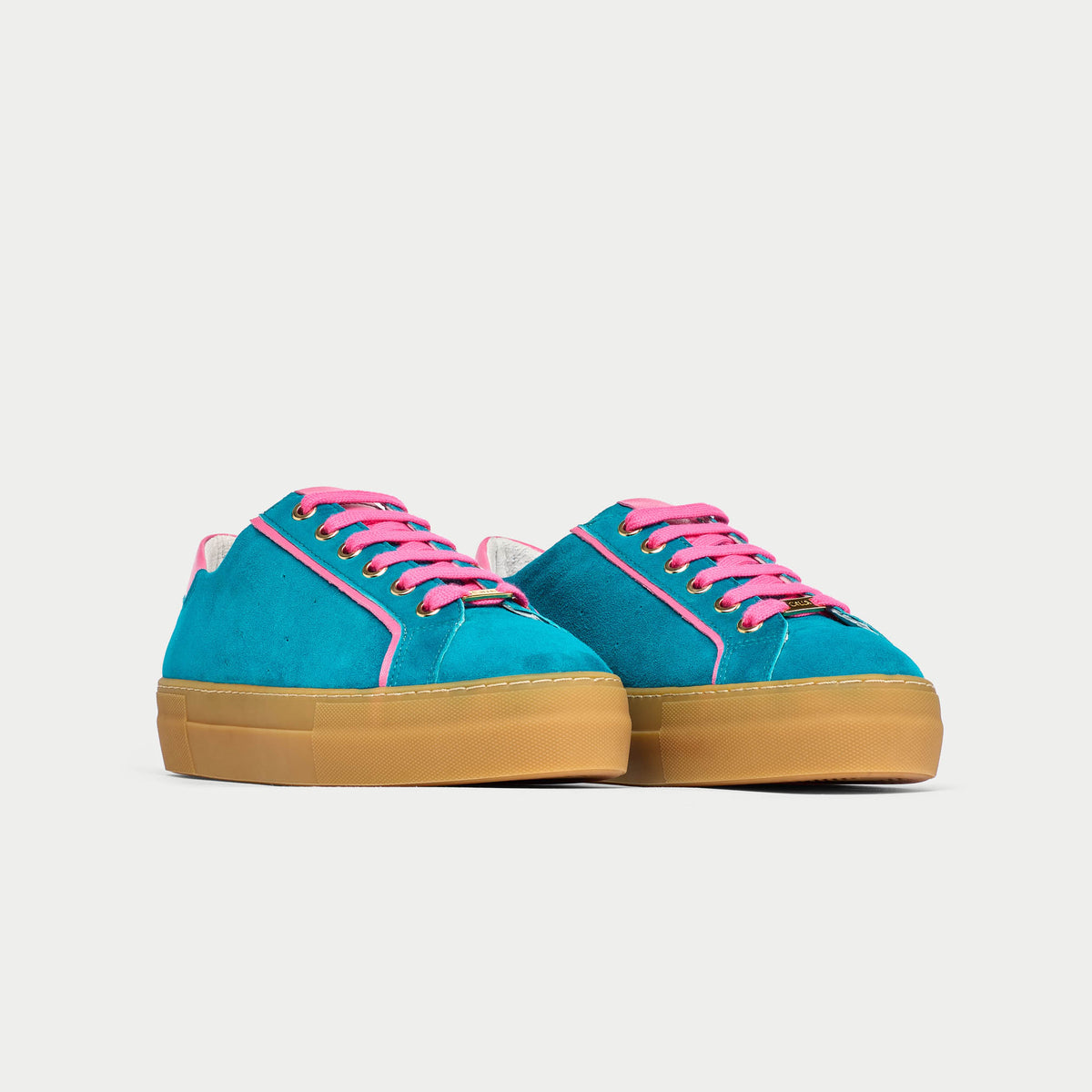 Saturn - Teal & Magenta Suede Wide Fit Trainers (image 5)